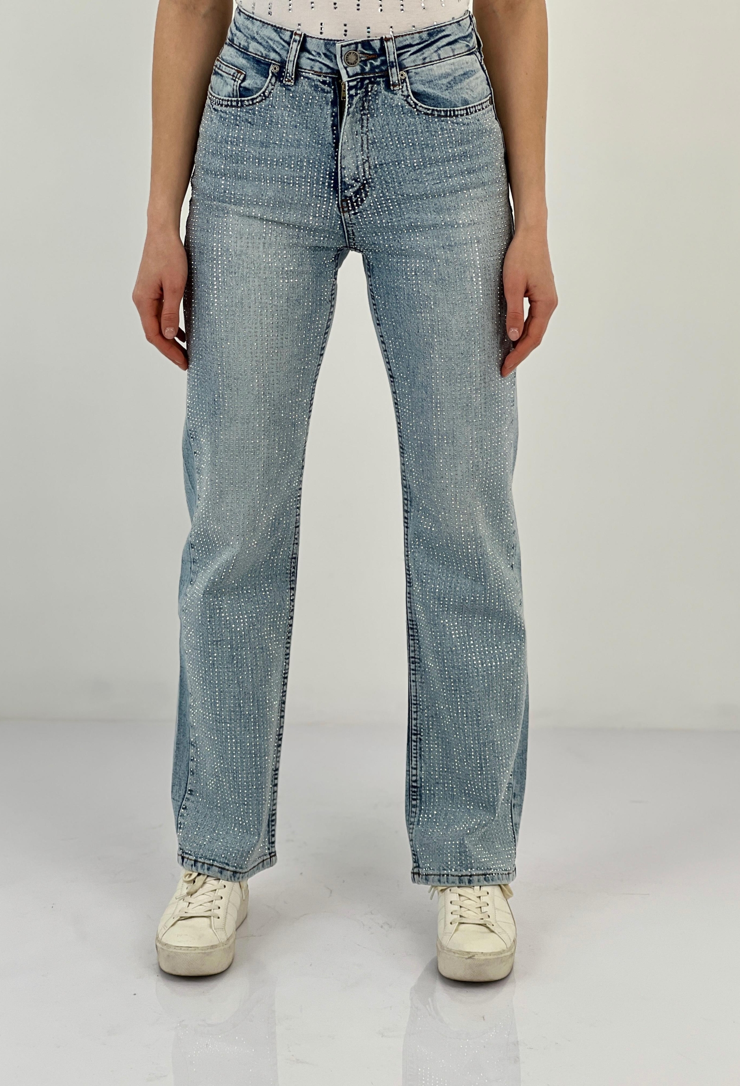 Lycra White Leg Denim A Blue/L Blue Full Stone Make. - Brand: MISS POEM - Women & Kids, Baby Clothes Wholesale - TheBS Women