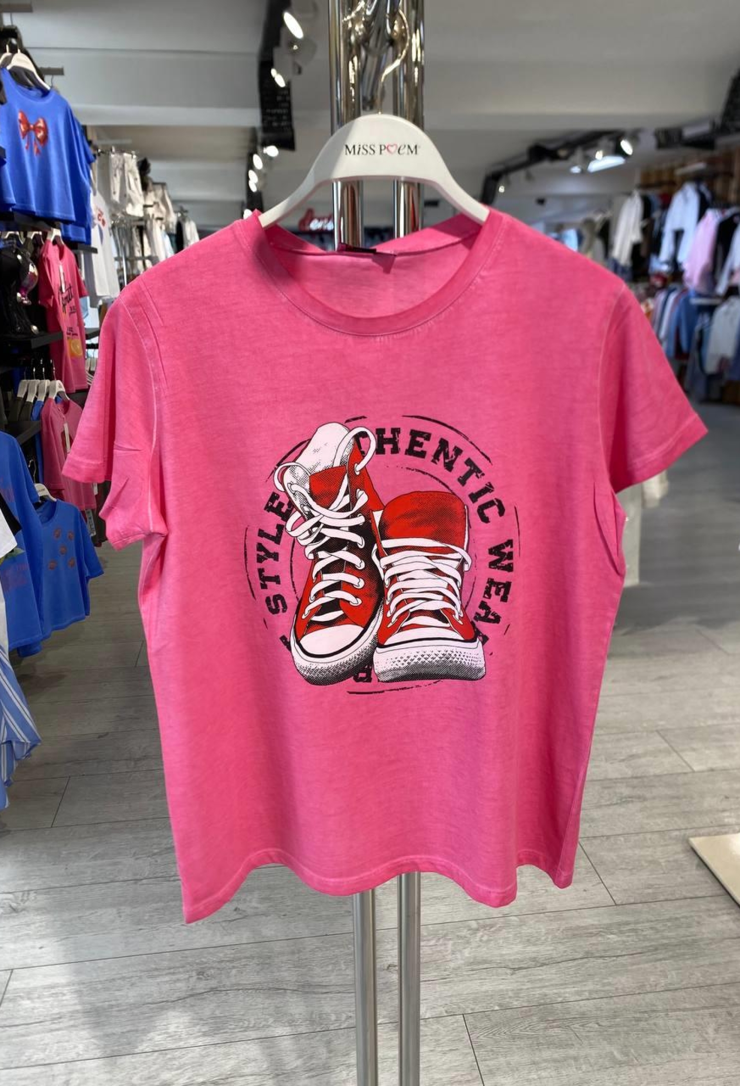 15509-y42 Washable Aging T-shırt Shoes Printing - Brand: MISS POEM - Women & Kids, Baby Clothes Wholesale - TheBS Women