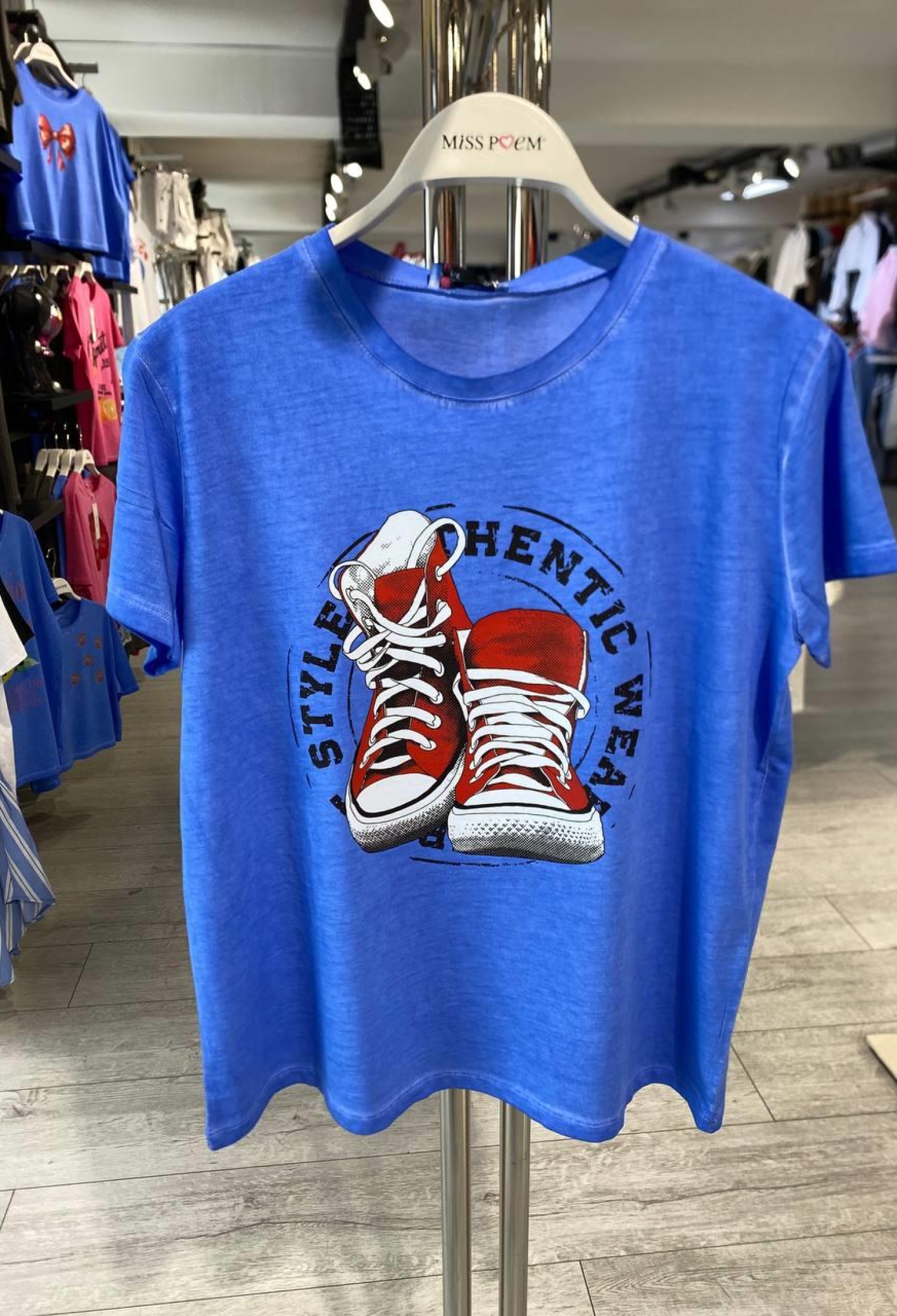 15509-y42 Washable Aging T-shırt Shoes Printing - Brand: MISS POEM - Women & Kids, Baby Clothes Wholesale - TheBS Women