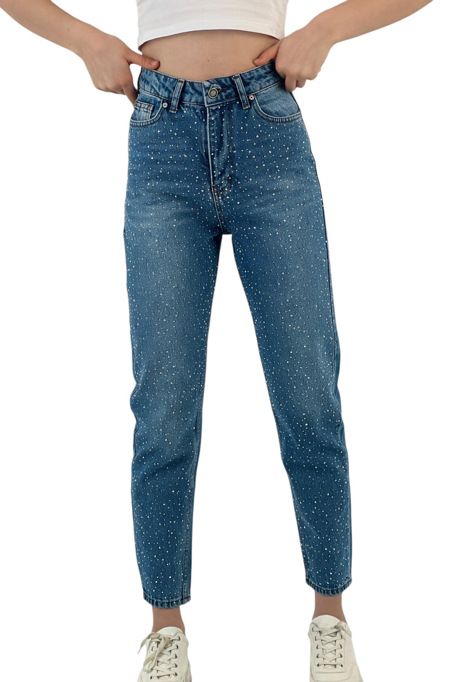 Mom Denim Medium Blue Three Size Stone Make. - Brand: MISS POEM - Women & Kids, Baby Clothes Wholesale - TheBS Women