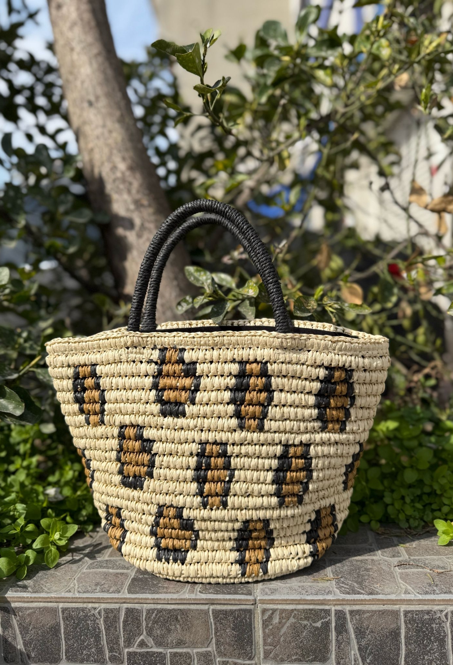 Leopard Embroidered Straw Bag - Beige - Brand: Axesoire - Women & Kids, Baby Clothes Wholesale - TheBS Women