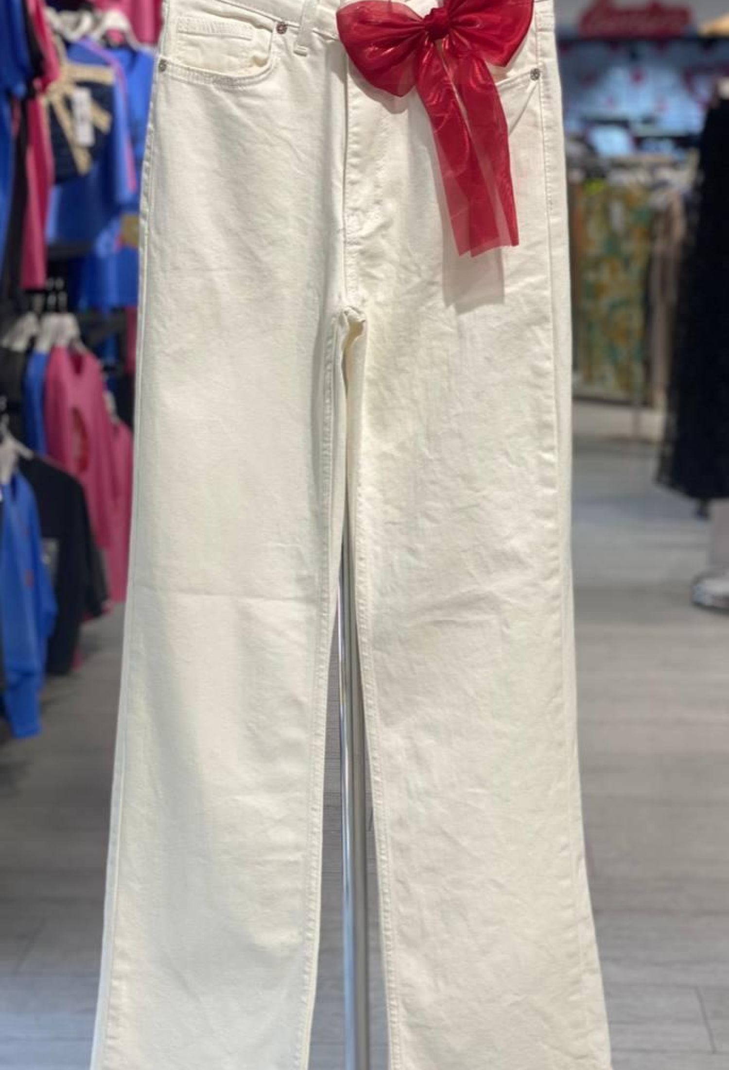 Detachable Bow Accessory Detailed White Denim Pants - Brand: MISS POEM - Women & Kids, Baby Clothes Wholesale - TheBS Women