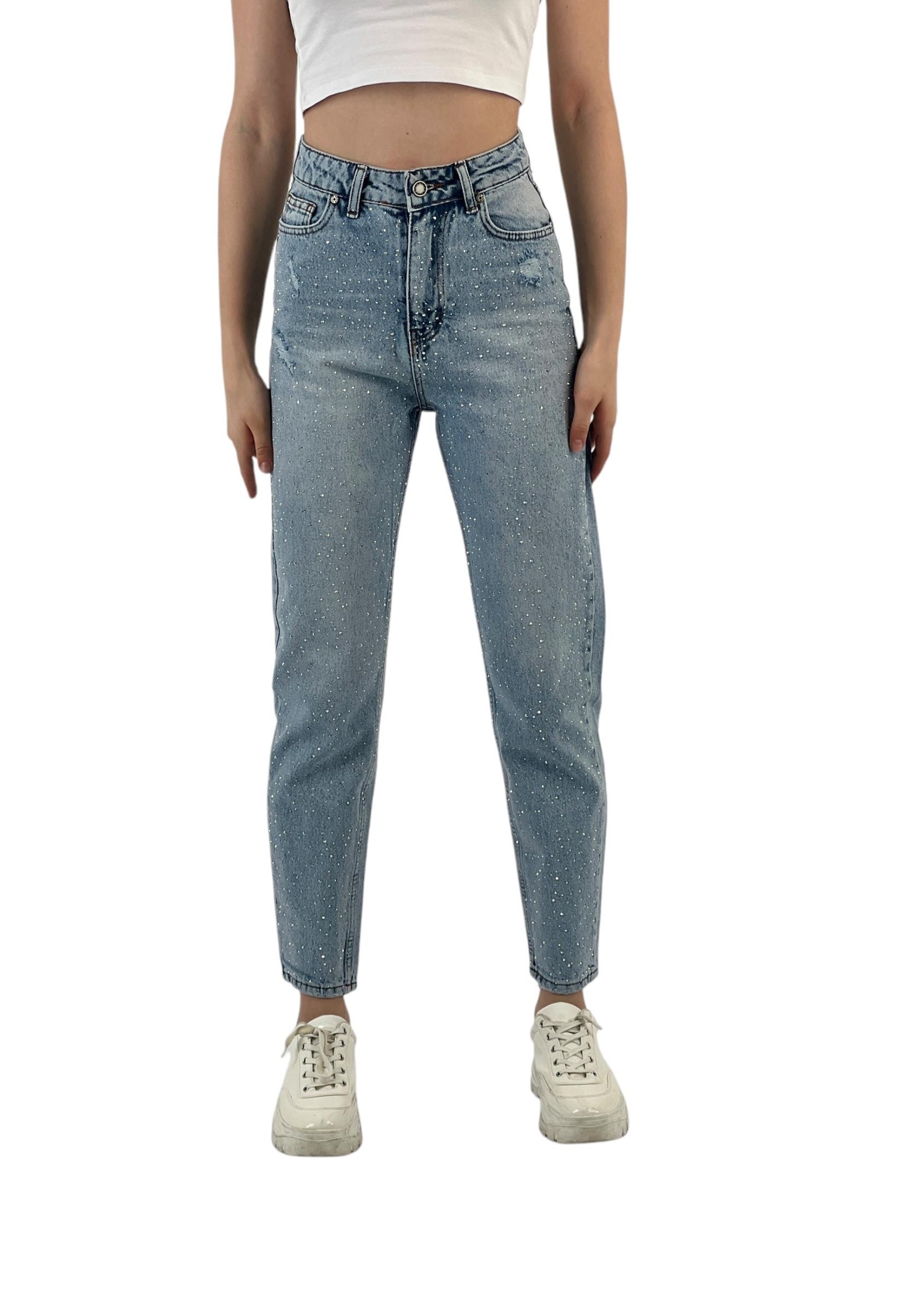 Blue Mom Jeans High Waist Straight Leg Buttoned - Brand: MISS POEM - Women & Kids, Baby Clothes Wholesale - TheBS Women