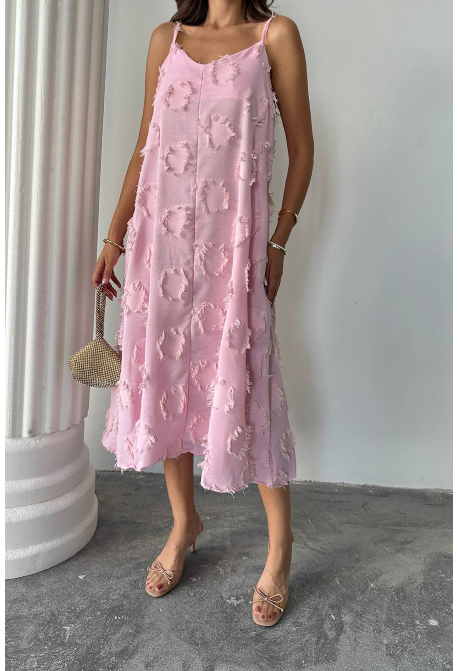 Sleeveless V-Neck Midi Slip Dress - Brand: Mode Roy - Women & Kids, Baby Clothes Wholesale - TheBS Women