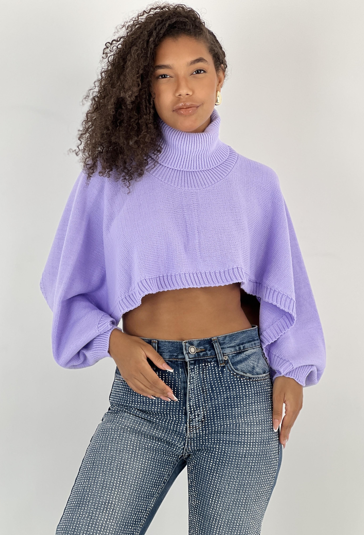Purple Casual Sweater With Turtle Neck - Brand: MISS POEM - Women & Kids, Baby Clothes Wholesale - TheBS Women