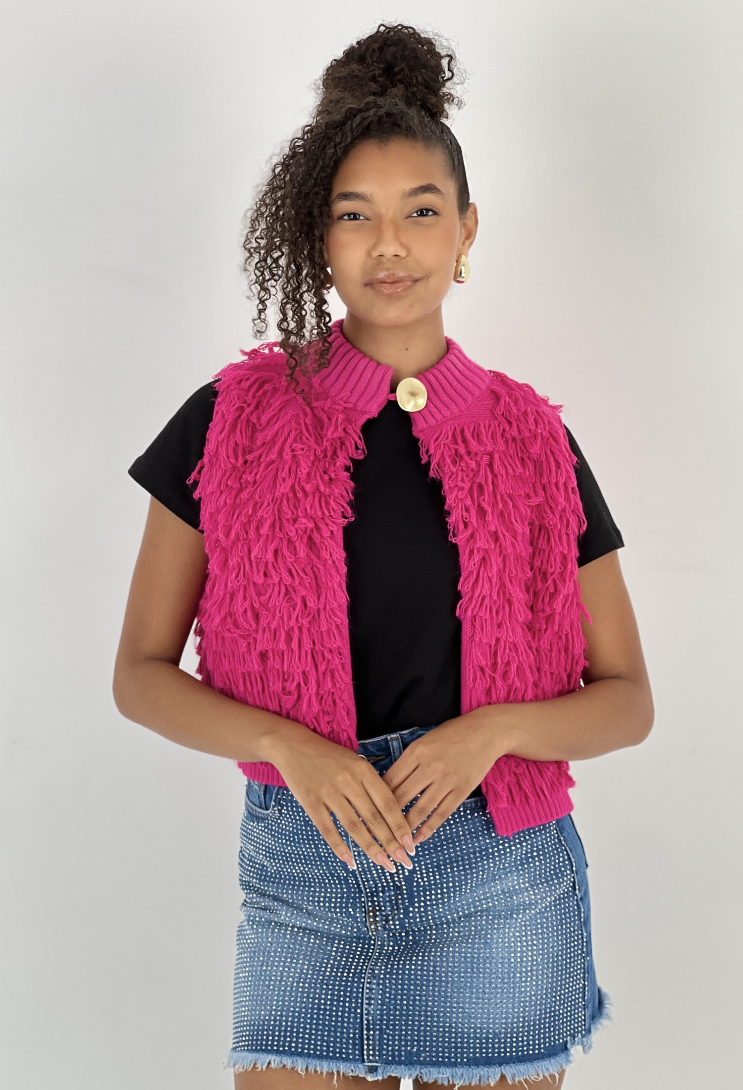 Fuchsia Casual Buttoned Vest Regular Fit - Brand: MISS POEM - Women & Kids, Baby Clothes Wholesale - TheBS Women
