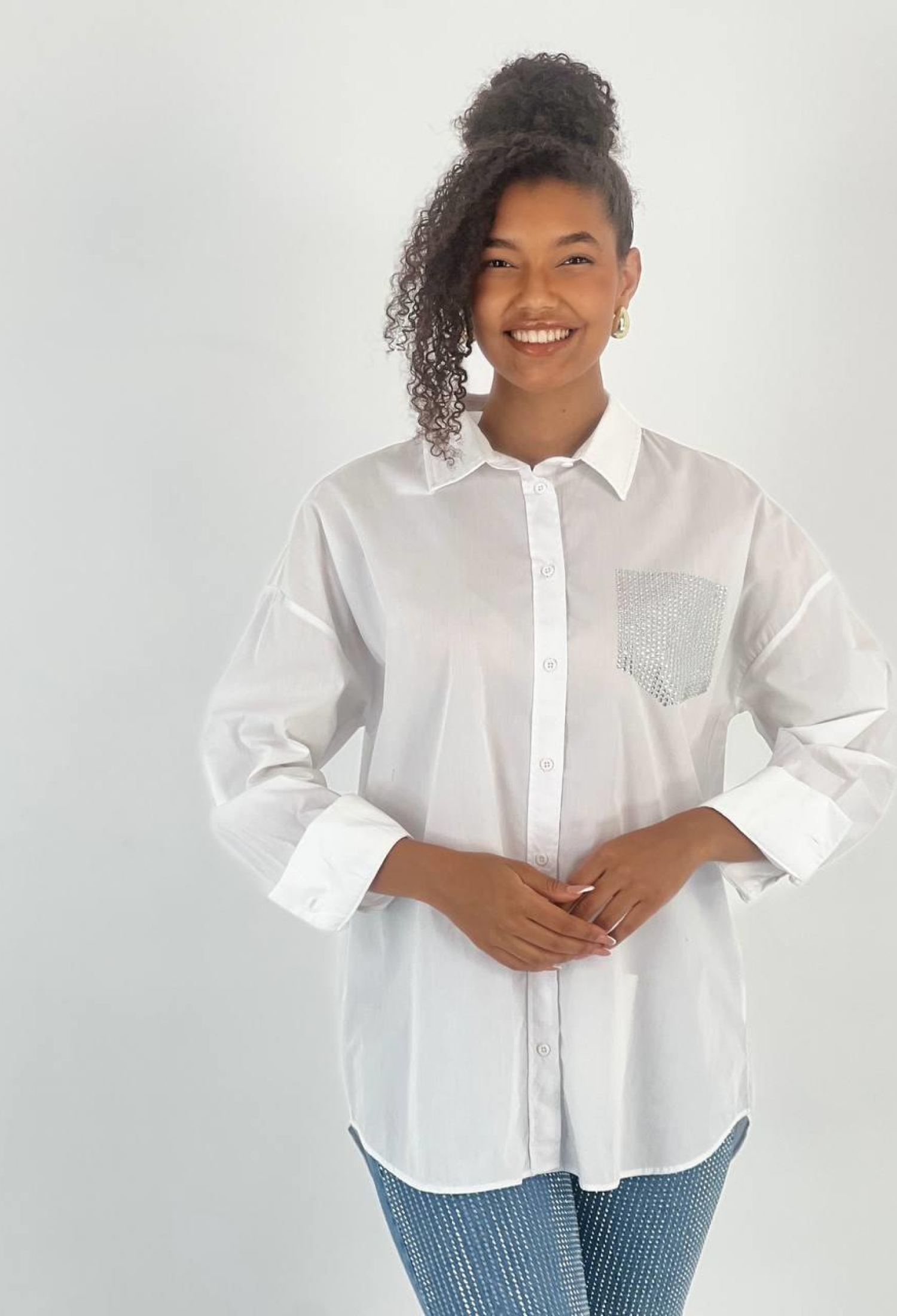 White Polo Neck Casual Elegant Shirt - Brand: MISS POEM - Women & Kids, Baby Clothes Wholesale - TheBS Women