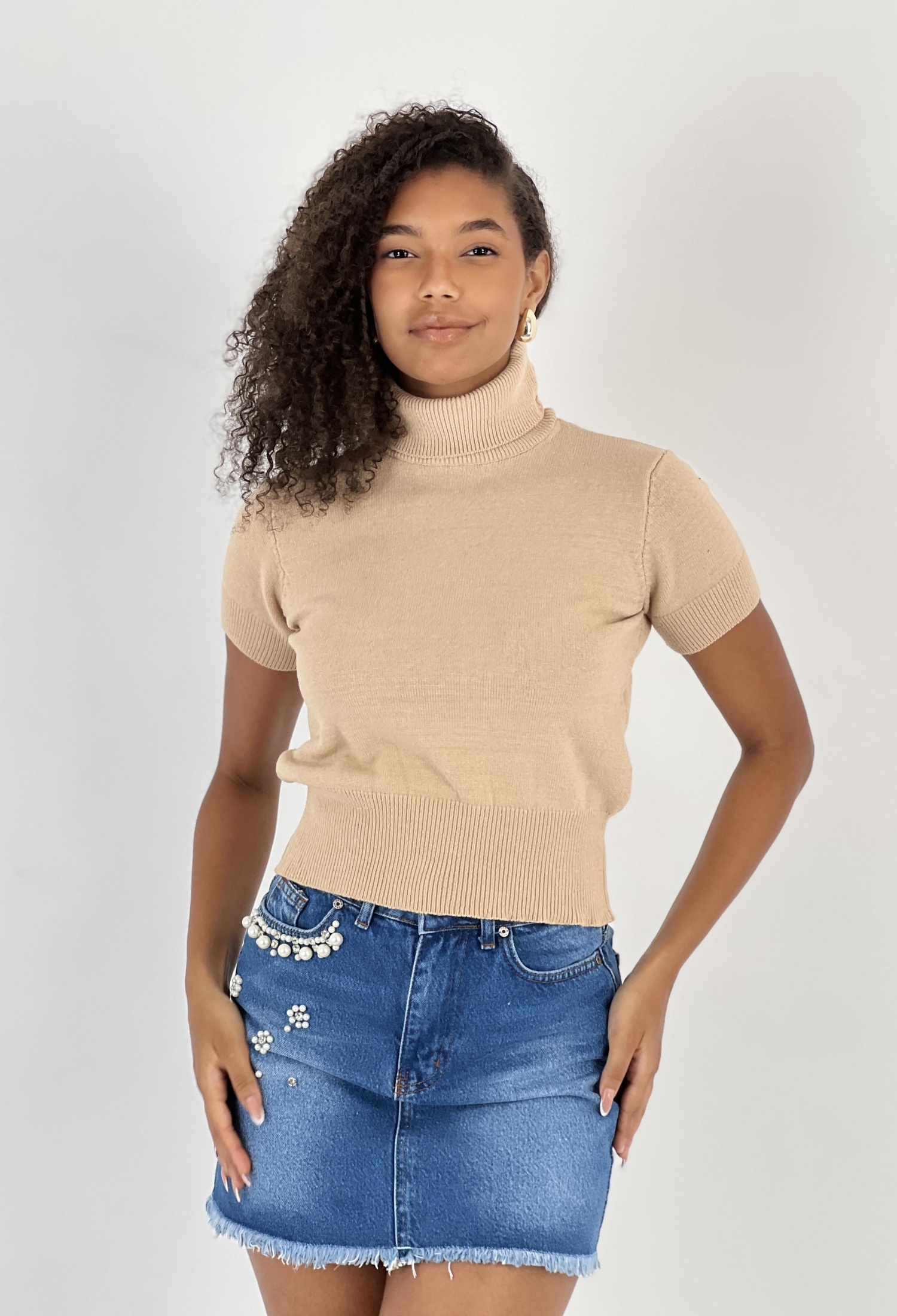 Beige Casual Elegant Crop Top - Brand: MISS POEM - Women & Kids, Baby Clothes Wholesale - TheBS Women