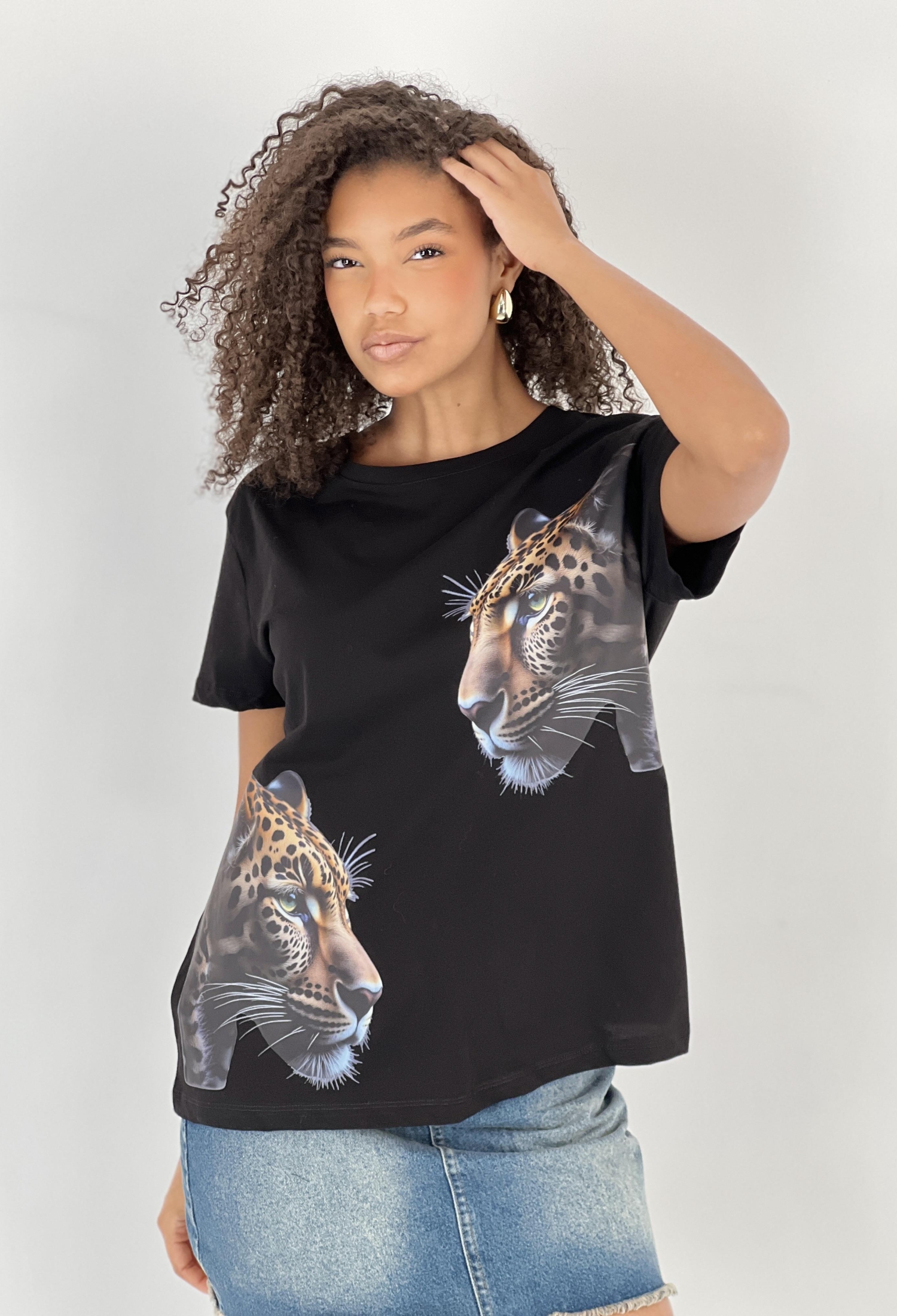 Black Casual Streetwear Tshirt With Animal Print - Brand: MISS POEM - Women & Kids, Baby Clothes Wholesale - TheBS Women