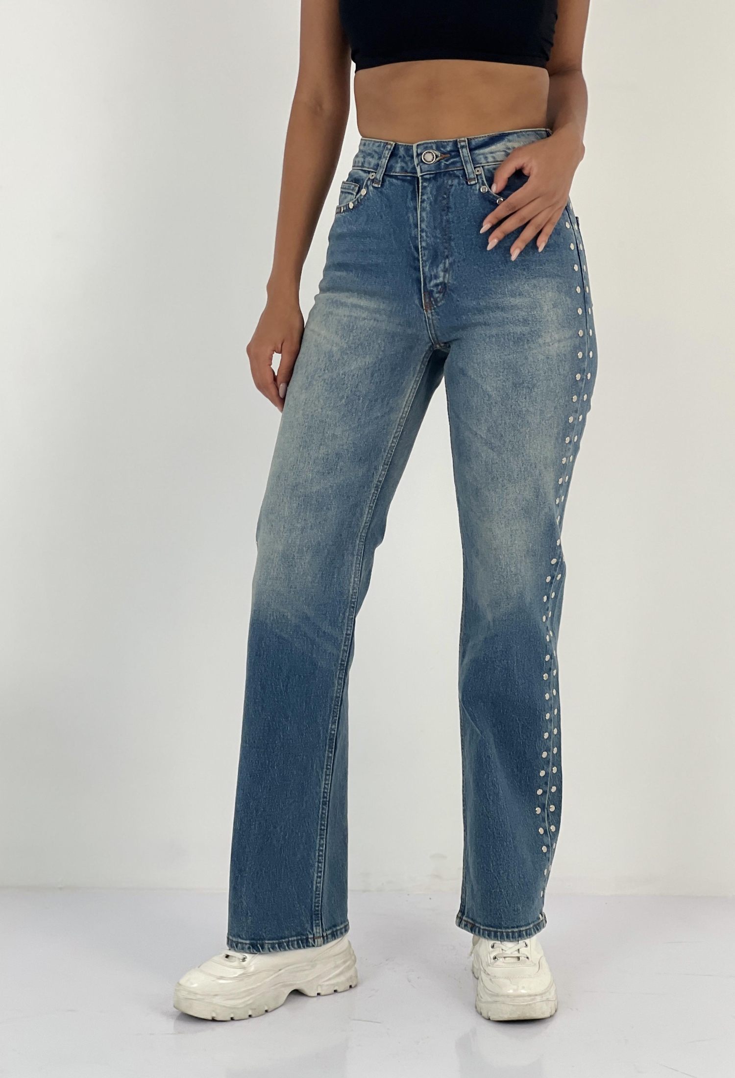 Blue Casual Streetwear Mom Jeans With High Waist - Brand: MISS POEM - Women & Kids, Baby Clothes Wholesale - TheBS Women