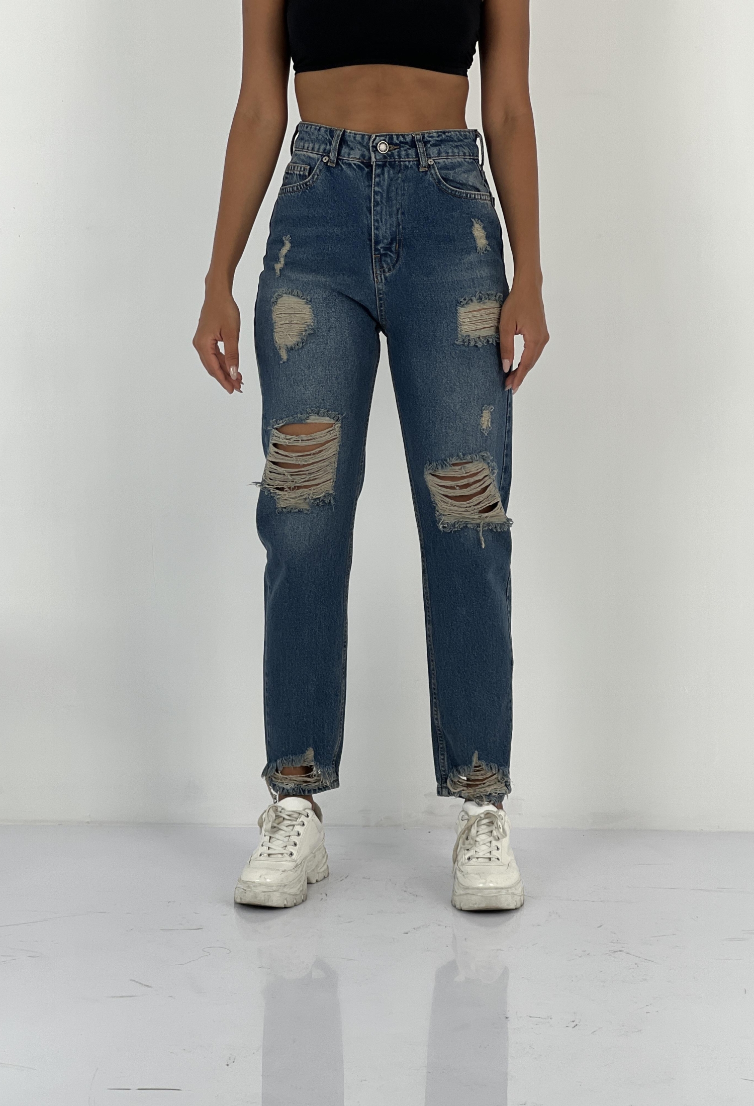 Mom Jeans High Waist Casual Streetwear - Brand: MISS POEM - Women & Kids, Baby Clothes Wholesale - TheBS Women