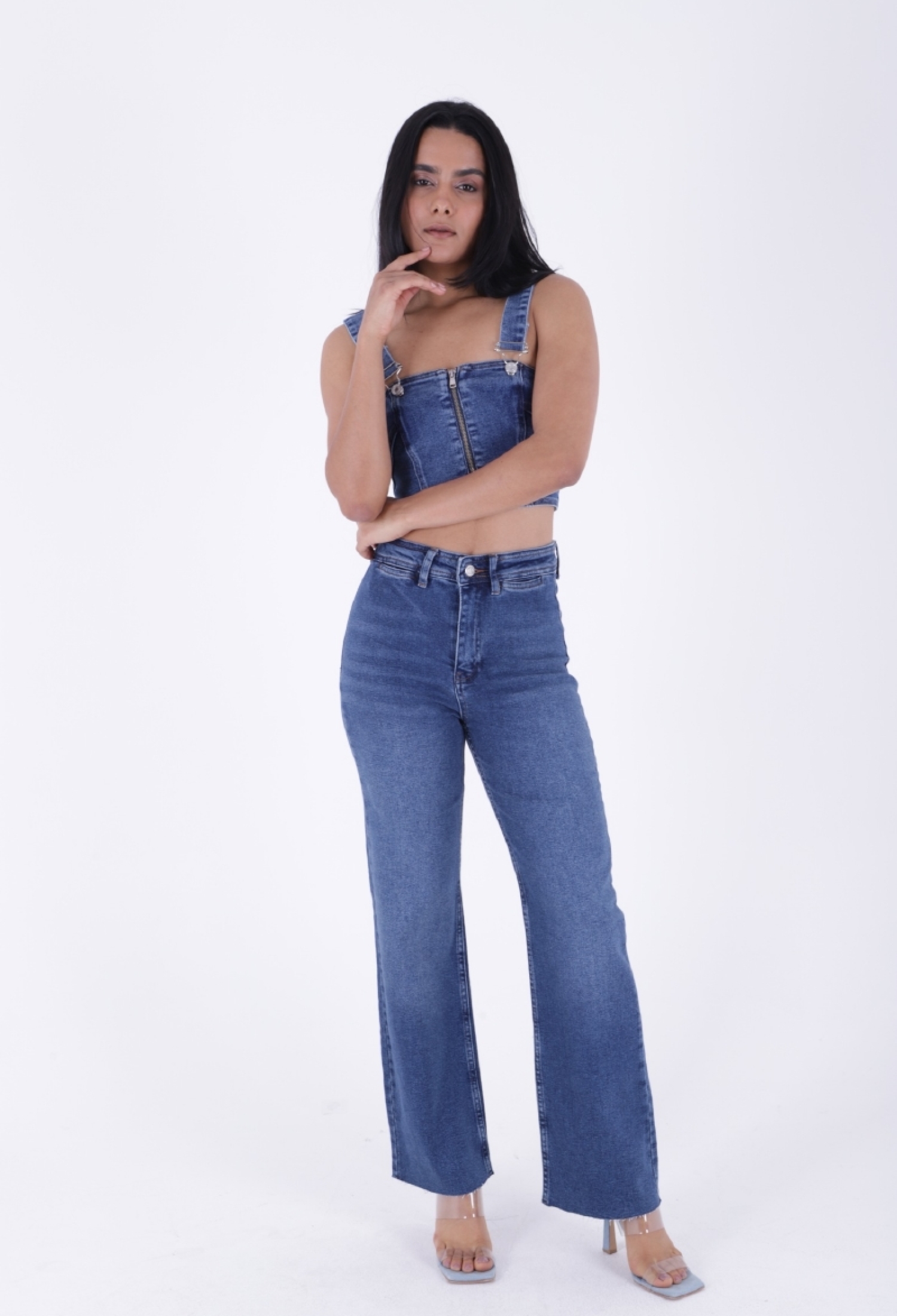 Decorative Pocket Detailed Wide Leg Palazzo Jeans - Brand: XLove - Women & Kids, Baby Clothes Wholesale - TheBS Women