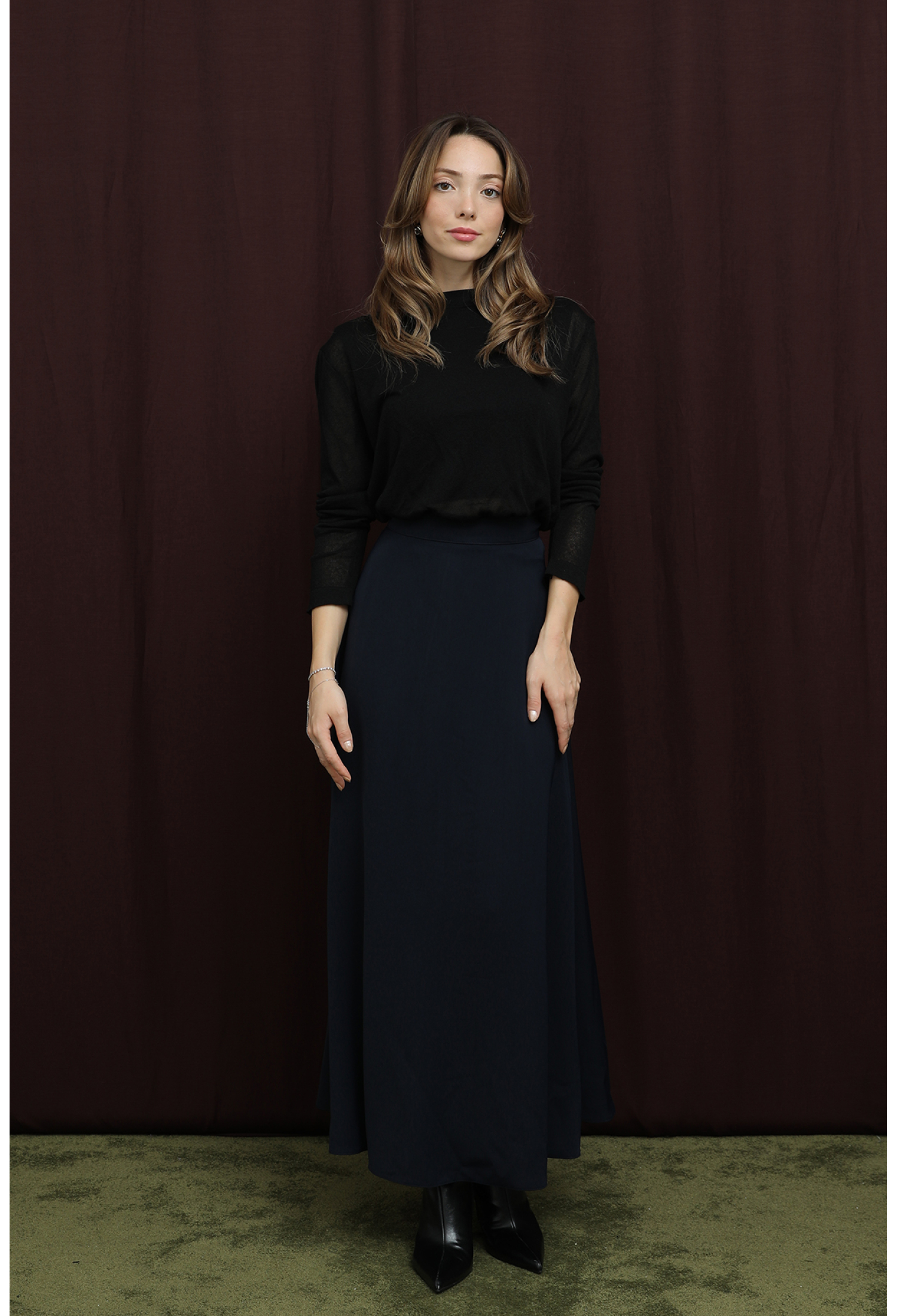 NavyFlared Maxi Skirt High Waist - Brand: Puane - Women & Kids, Baby Clothes Wholesale - TheBS Women