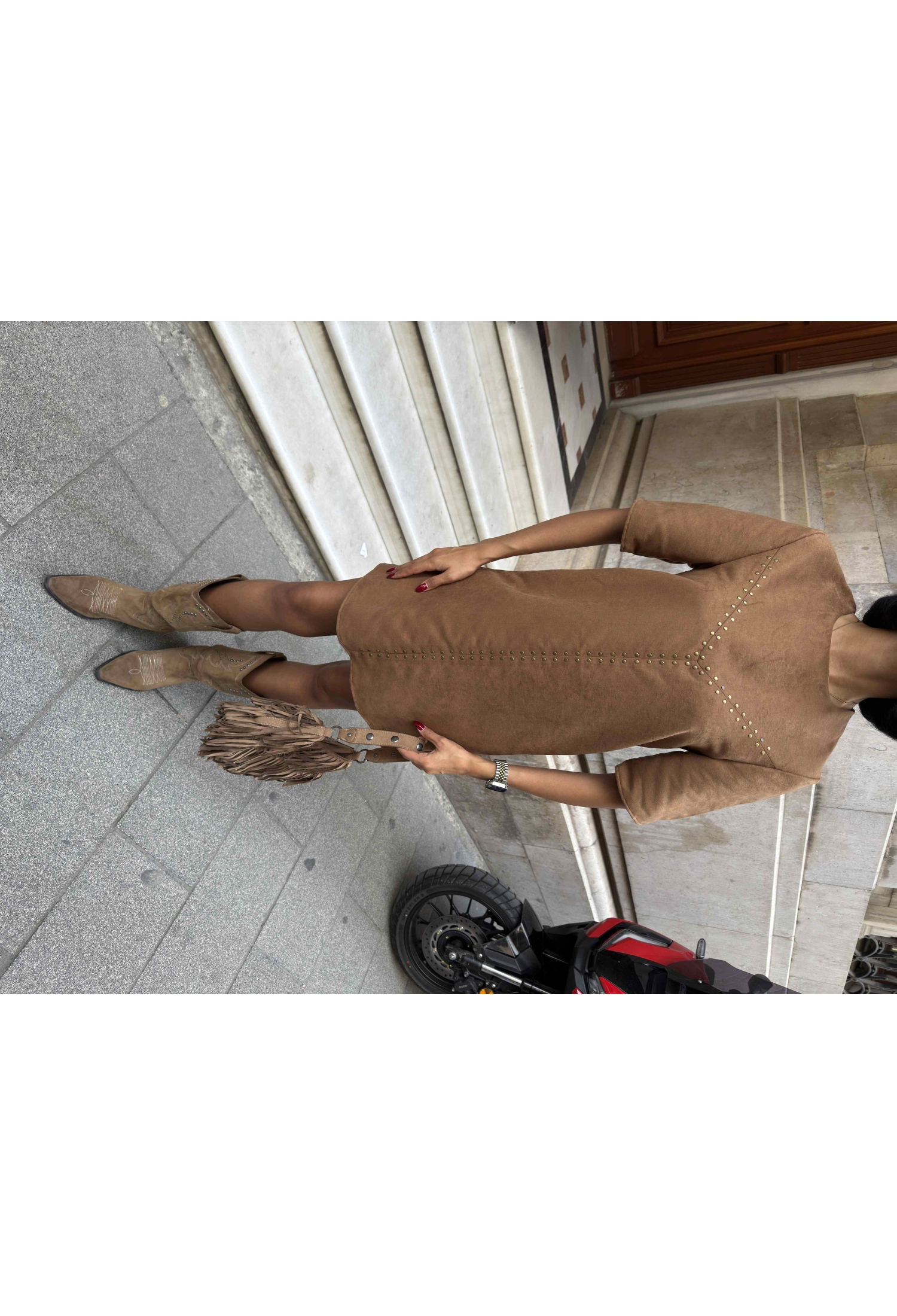 Brown Shift Dress With Half Sleeves - Brand: Miss Janell - Women & Kids, Baby Clothes Wholesale - TheBS Women