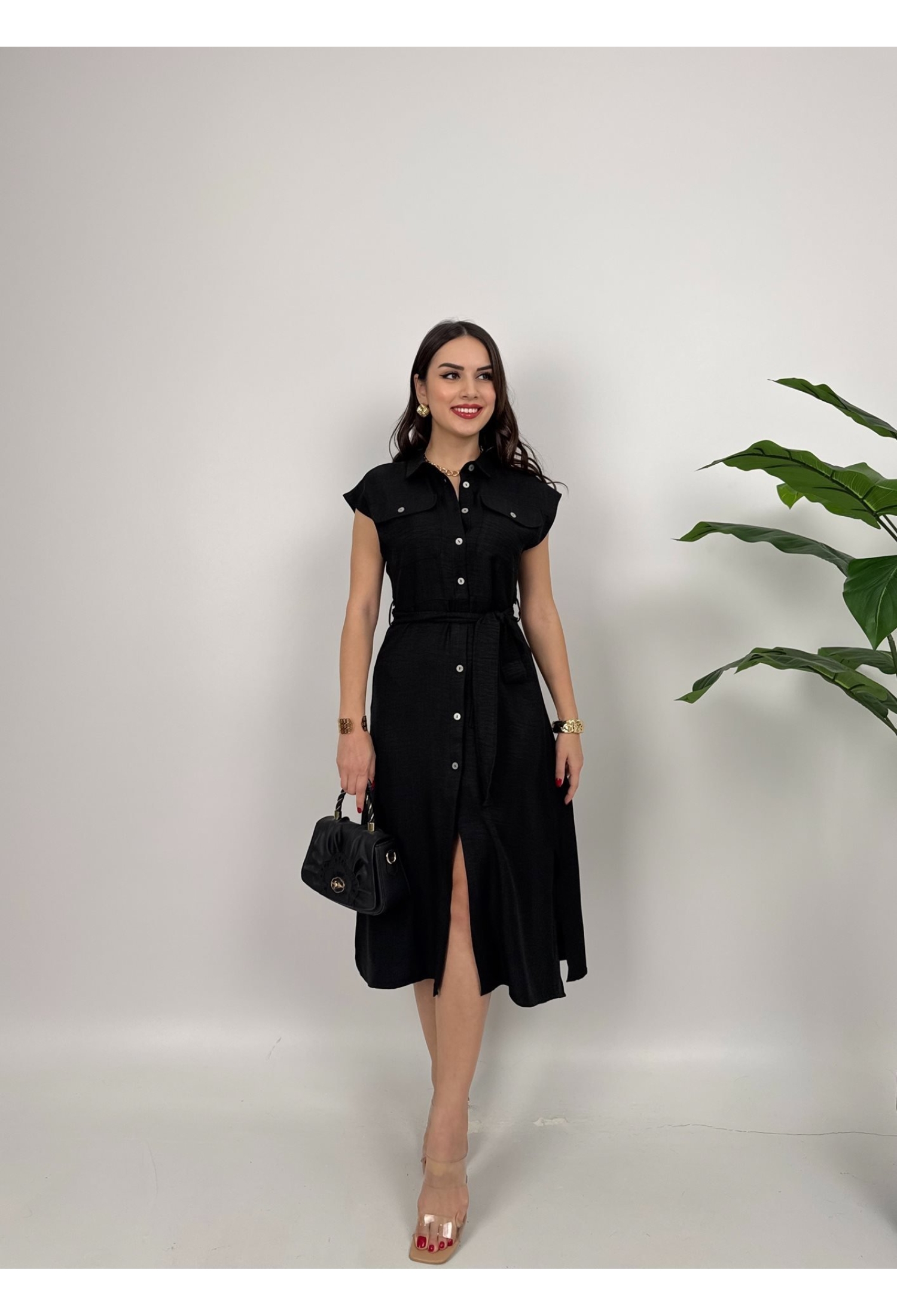 Cap Sleeve Shirt Dress Midi - Brand: Miss Janell - Women & Kids, Baby Clothes Wholesale - TheBS Women
