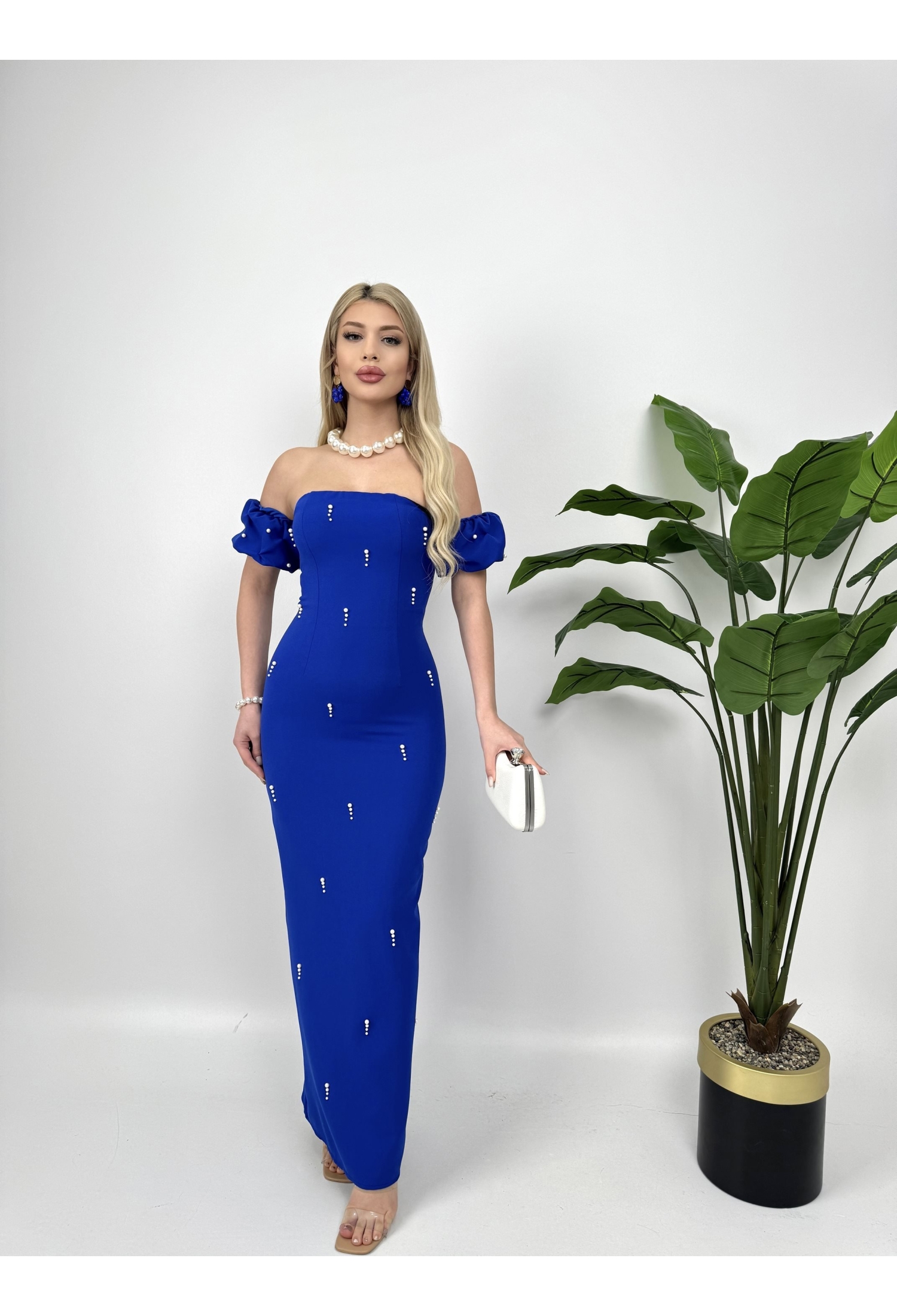 Blue Bodycon Dress With Ruffle Cap Sleeves - Brand: Miss Janell - Women & Kids, Baby Clothes Wholesale - TheBS Women
