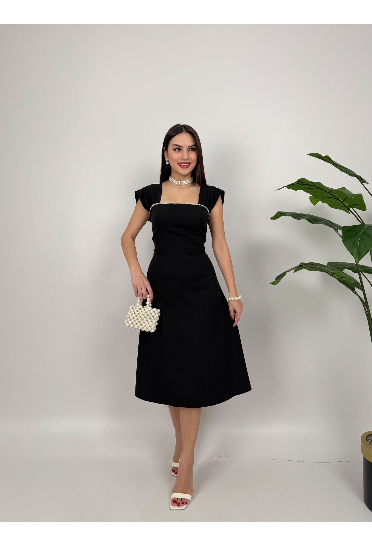 ElegantA-Line Midi Dress With Cap Sleeves - Brand: Miss Janell - Women & Kids, Baby Clothes Wholesale - TheBS Women