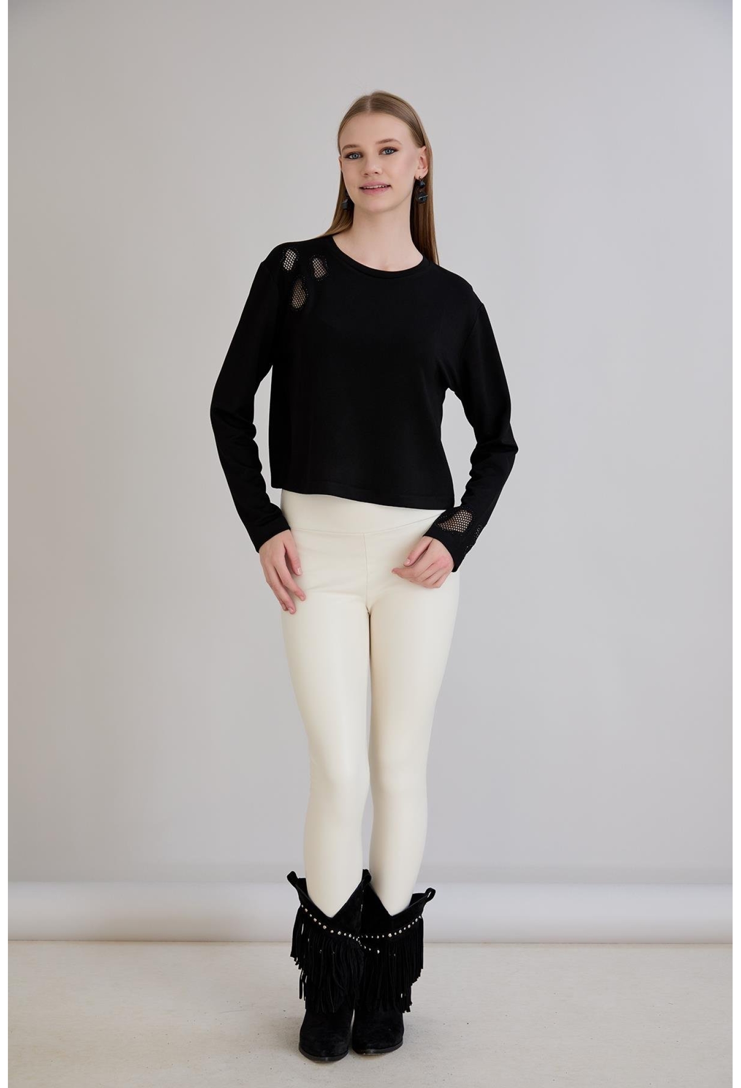 Casual Blouse With Fish Net Pattern - Brand: Sortie Collection - Women & Kids, Baby Clothes Wholesale - TheBS Women