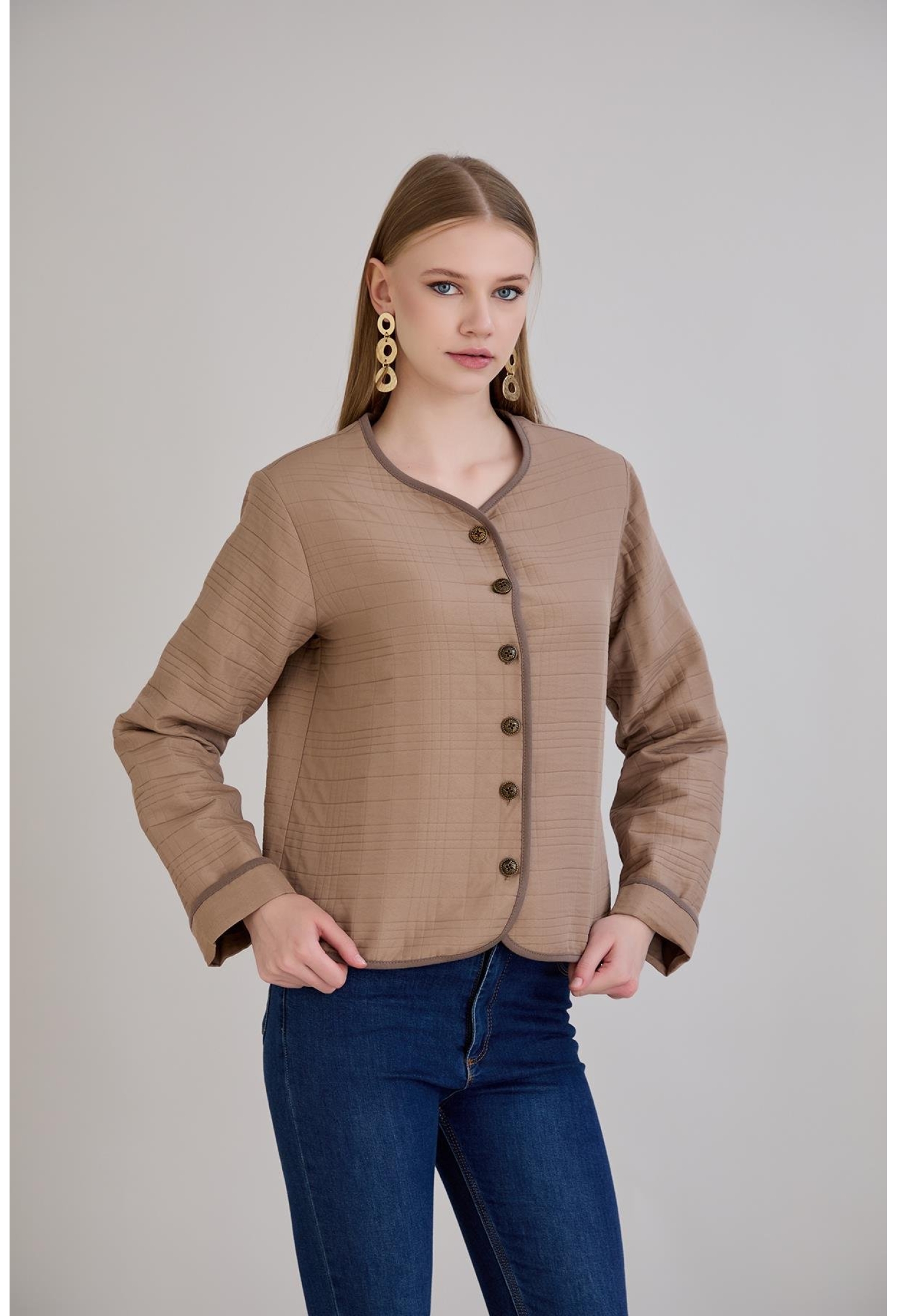 Beige Casual Single-Breasted Blazer Jacket - Brand: Sortie Collection - Women & Kids, Baby Clothes Wholesale - TheBS Women