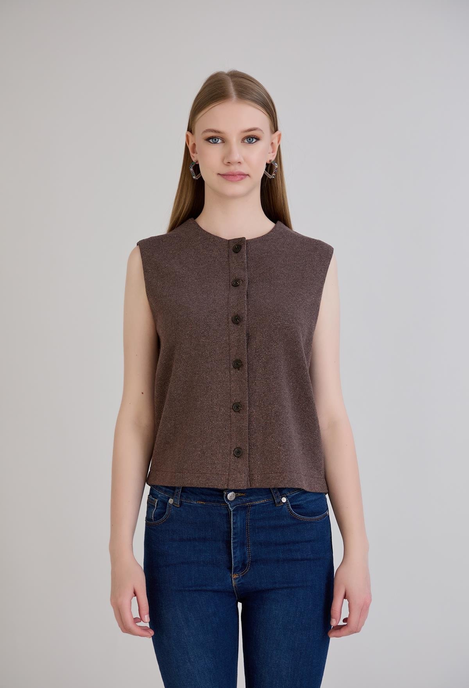 Brown Casual Elegant Modest Vest - Brand: Sortie Collection - Women & Kids, Baby Clothes Wholesale - TheBS Women