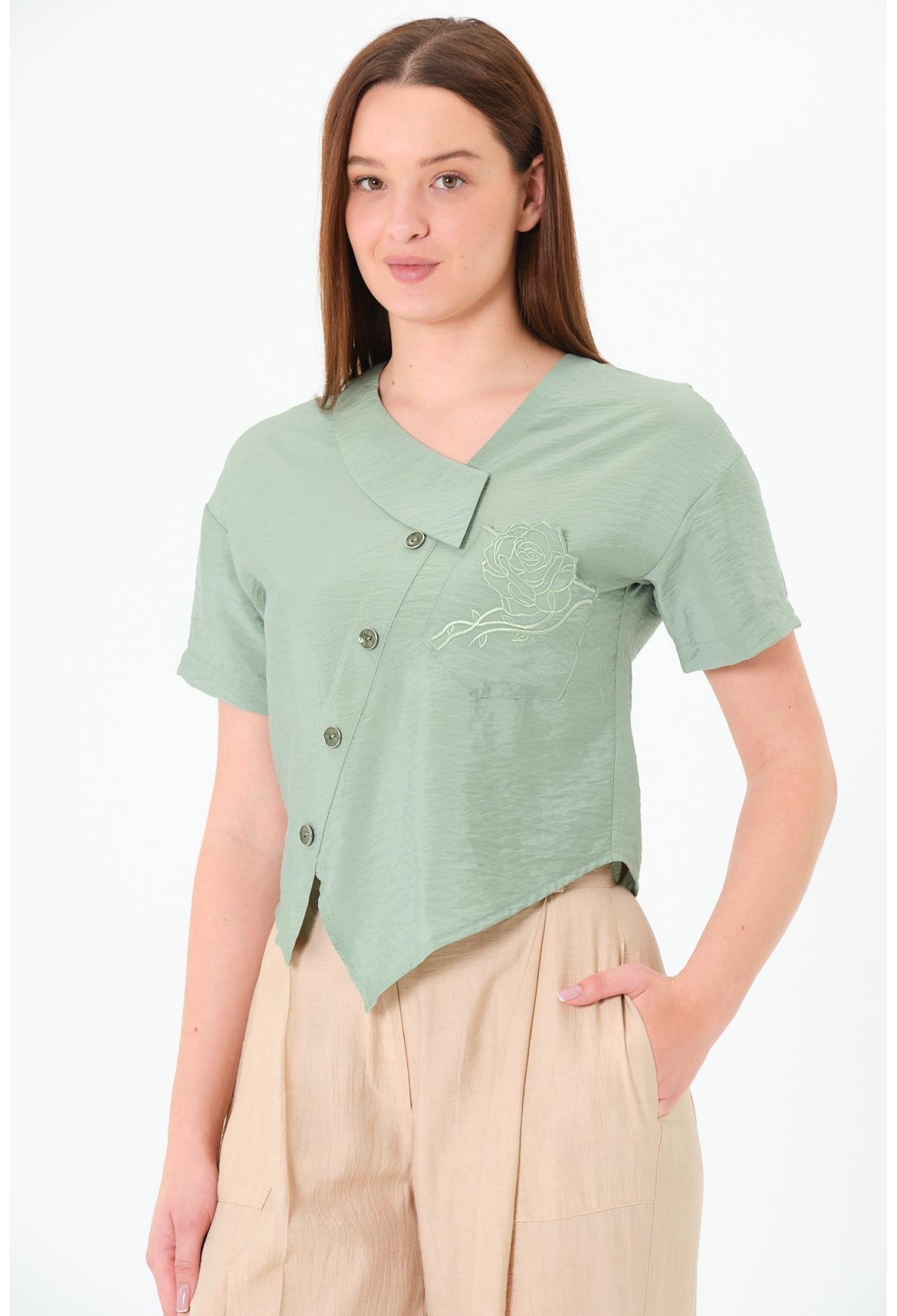 Green Casual Elegant Shirt - Brand: Sortie Collection - Women & Kids, Baby Clothes Wholesale - TheBS Women