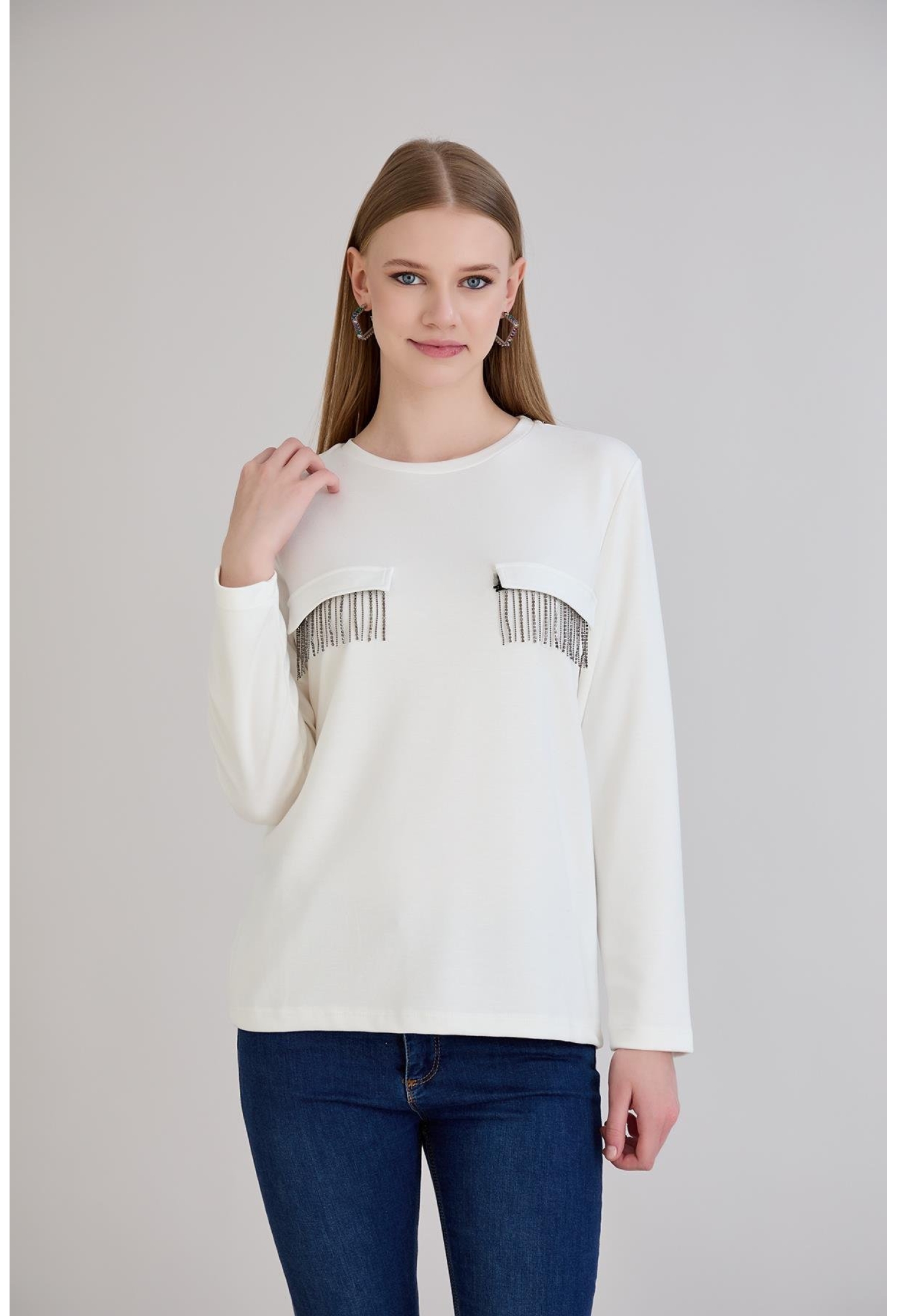 White Elegant Blouse With Long Sleeves - Brand: Sortie Collection - Women & Kids, Baby Clothes Wholesale - TheBS Women
