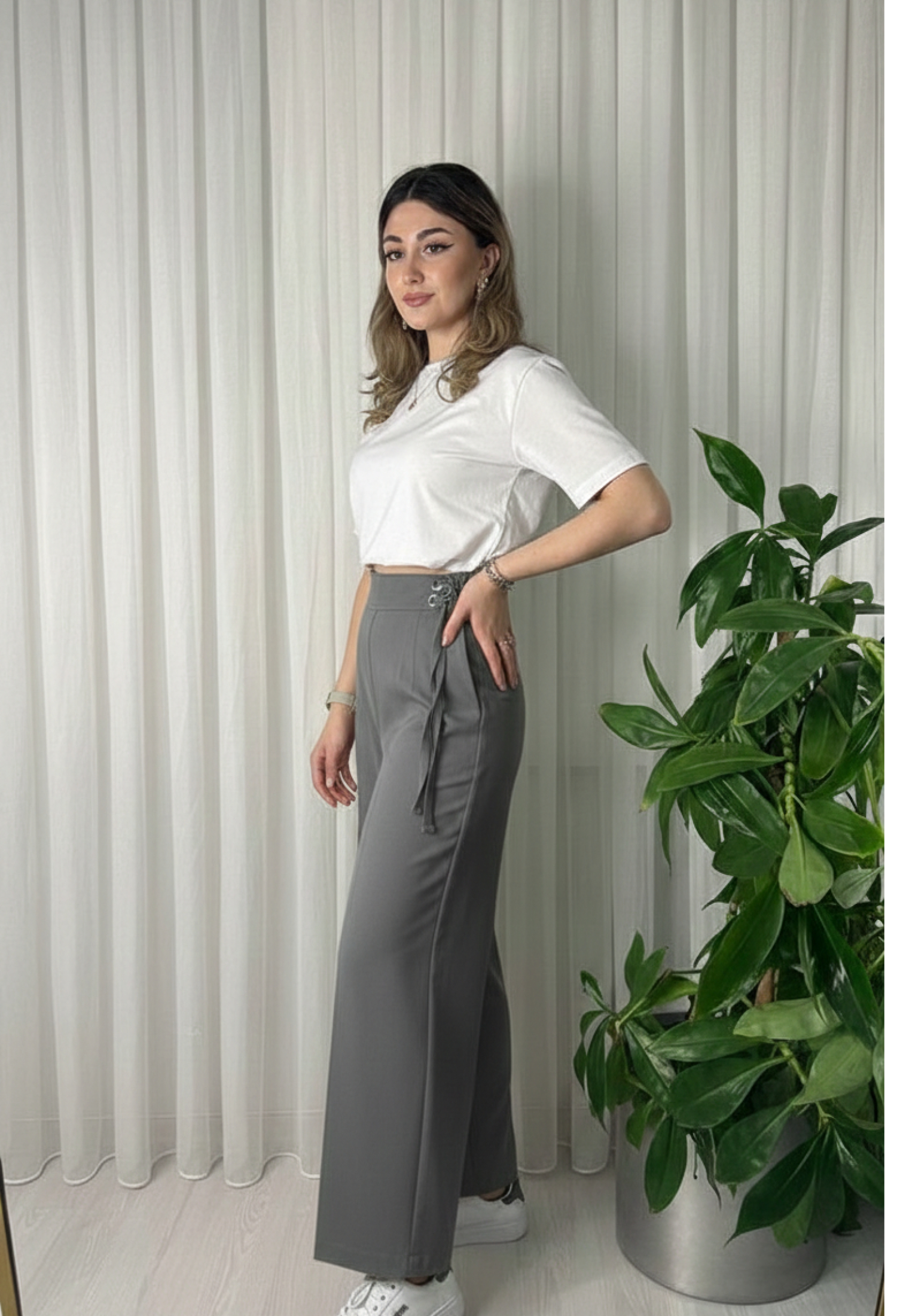 Palazzo Pants With Tie Closure - Brand: Ouz Fashion - Women & Kids, Baby Clothes Wholesale - TheBS Women