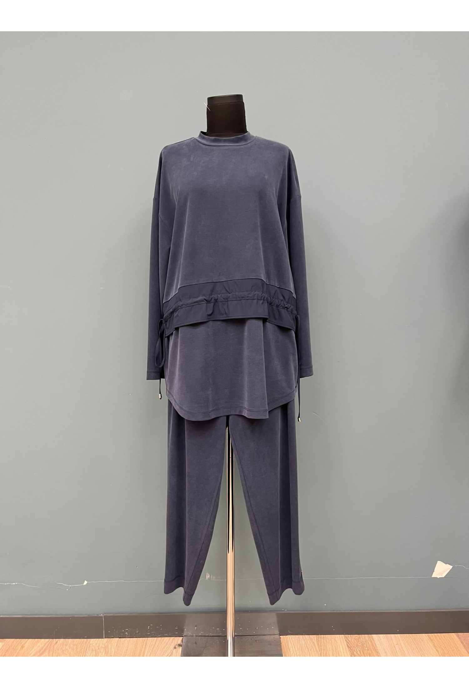 Navy Blue Casual Plus Size Set