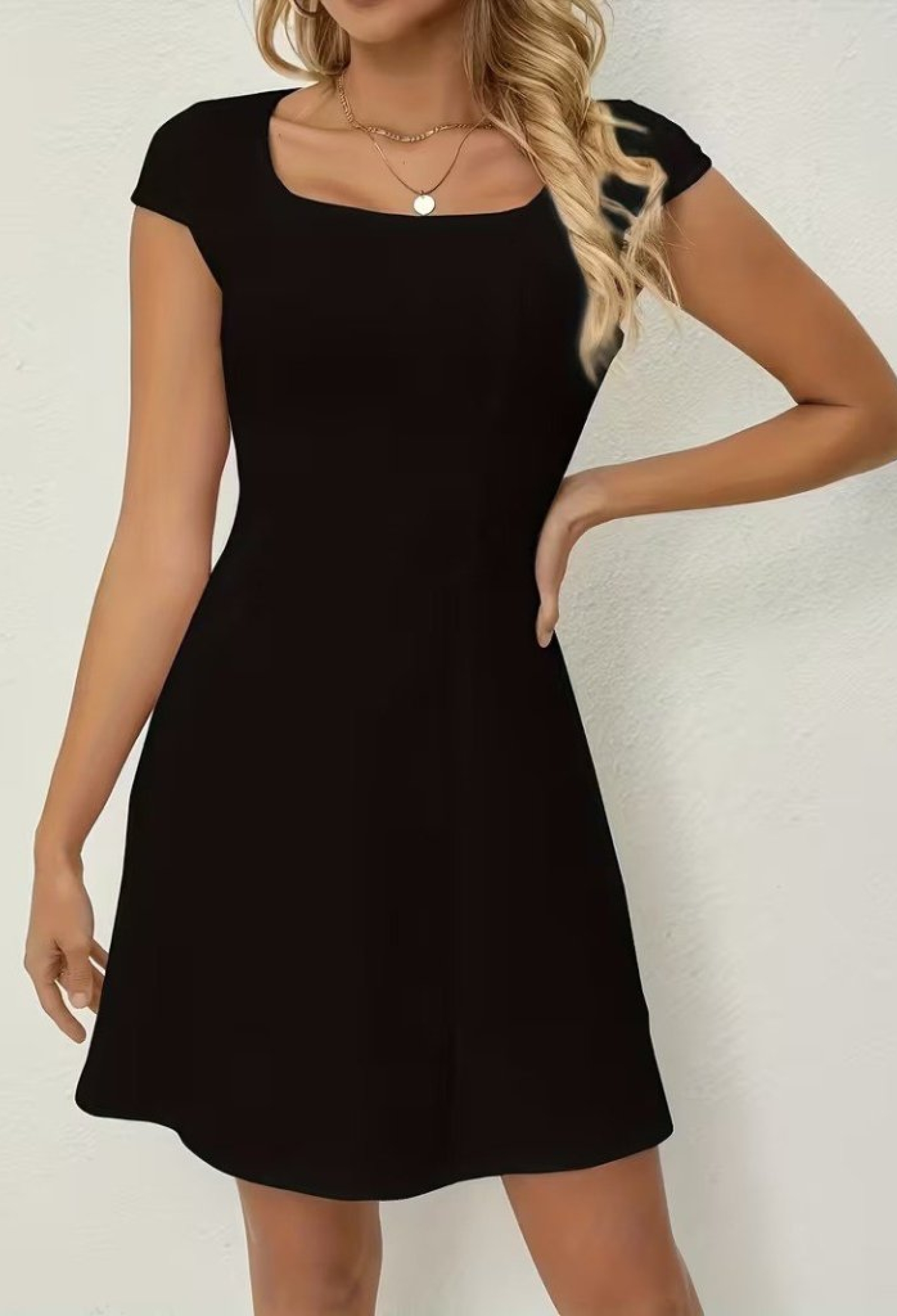 A-Line Mini Dress With Cap Sleeves And Square Neck - Brand: Janes - Women & Kids, Baby Clothes Wholesale - TheBS Women