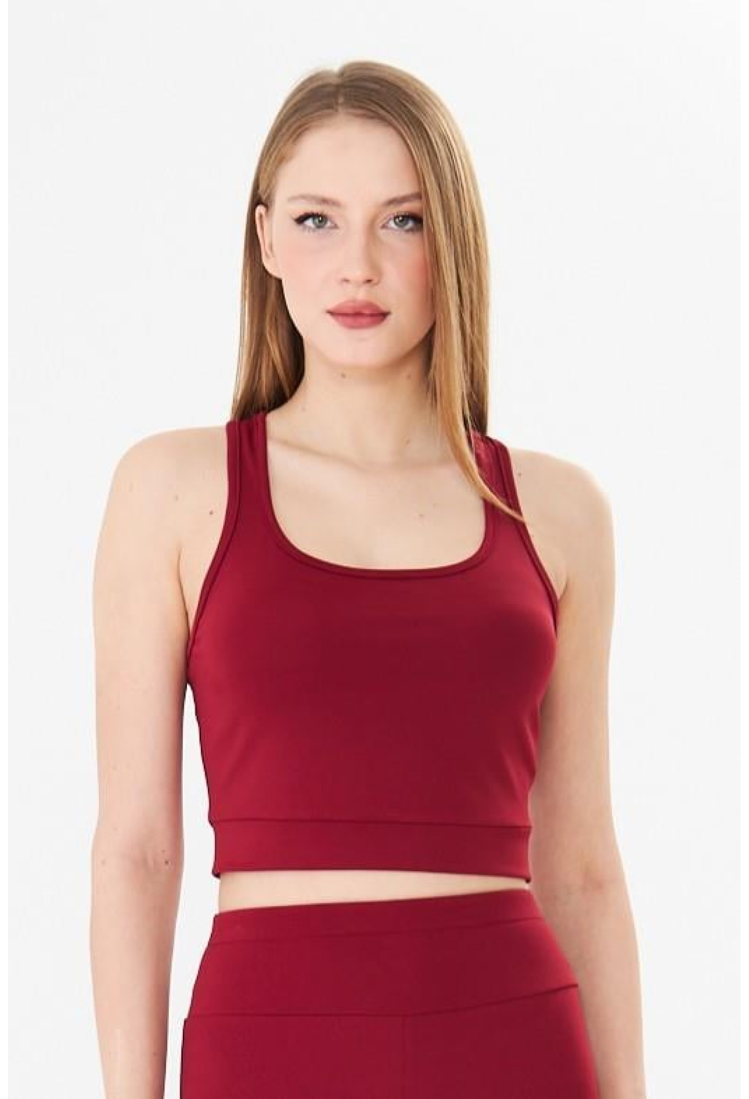 Swimmer Back Booster Sports Crop Tank Top Burgundy - Brand: Sortie Collection - Women & Kids, Baby Clothes Wholesale - TheBS Women