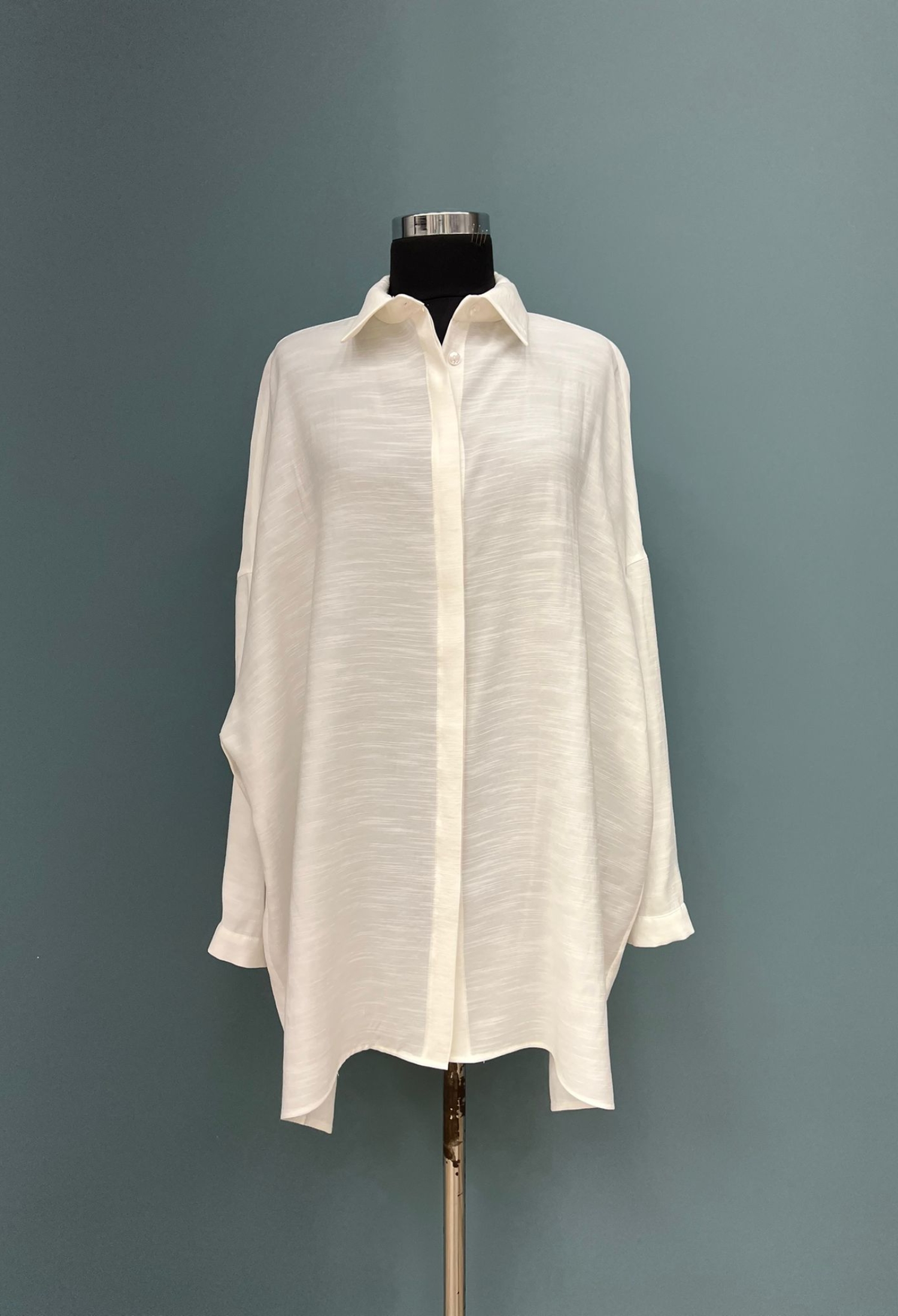 White Polo Neck Oversized Long Sleeve Shirt - Brand: Puane - Women & Kids, Baby Clothes Wholesale - TheBS Women