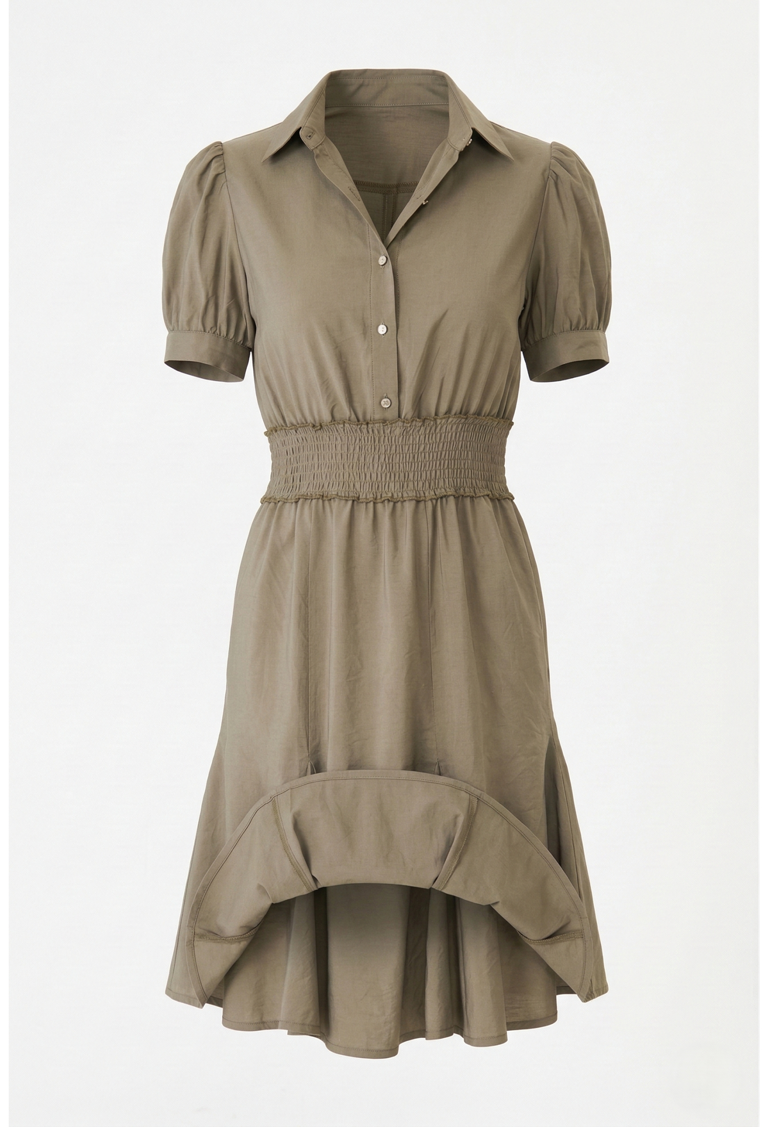 Casual Shirt Dress With Puff Sleeves Knee Length - Brand: Sortie Collection - Women & Kids, Baby Clothes Wholesale - TheBS Women