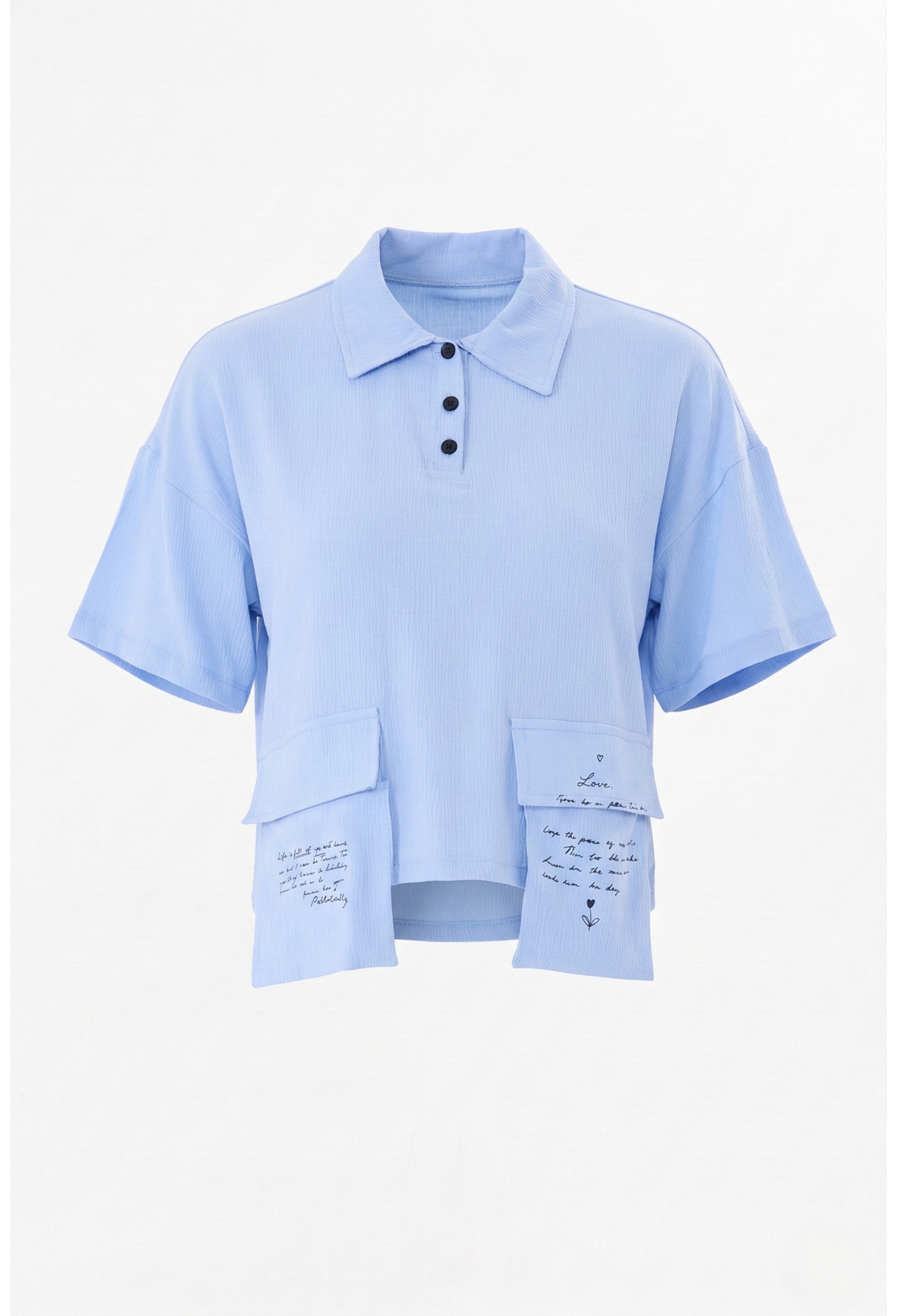 Shirt Casual Letter Print Crop Polo Neck - Brand: Sortie Collection - Women & Kids, Baby Clothes Wholesale - TheBS Women