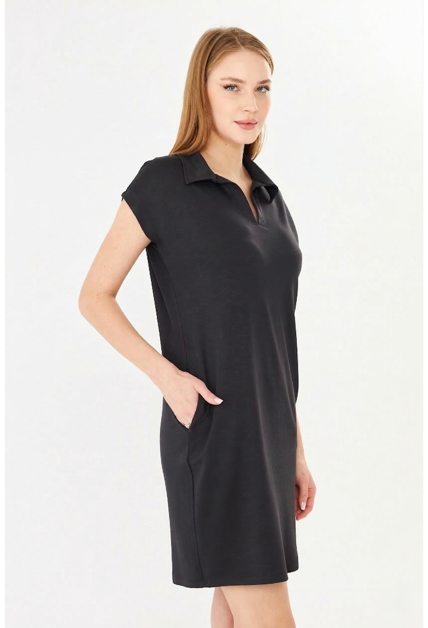 Shirt Mini Dress With Polo Neck & Cap Sleeves - Brand: Sortie Collection - Women & Kids, Baby Clothes Wholesale - TheBS Women