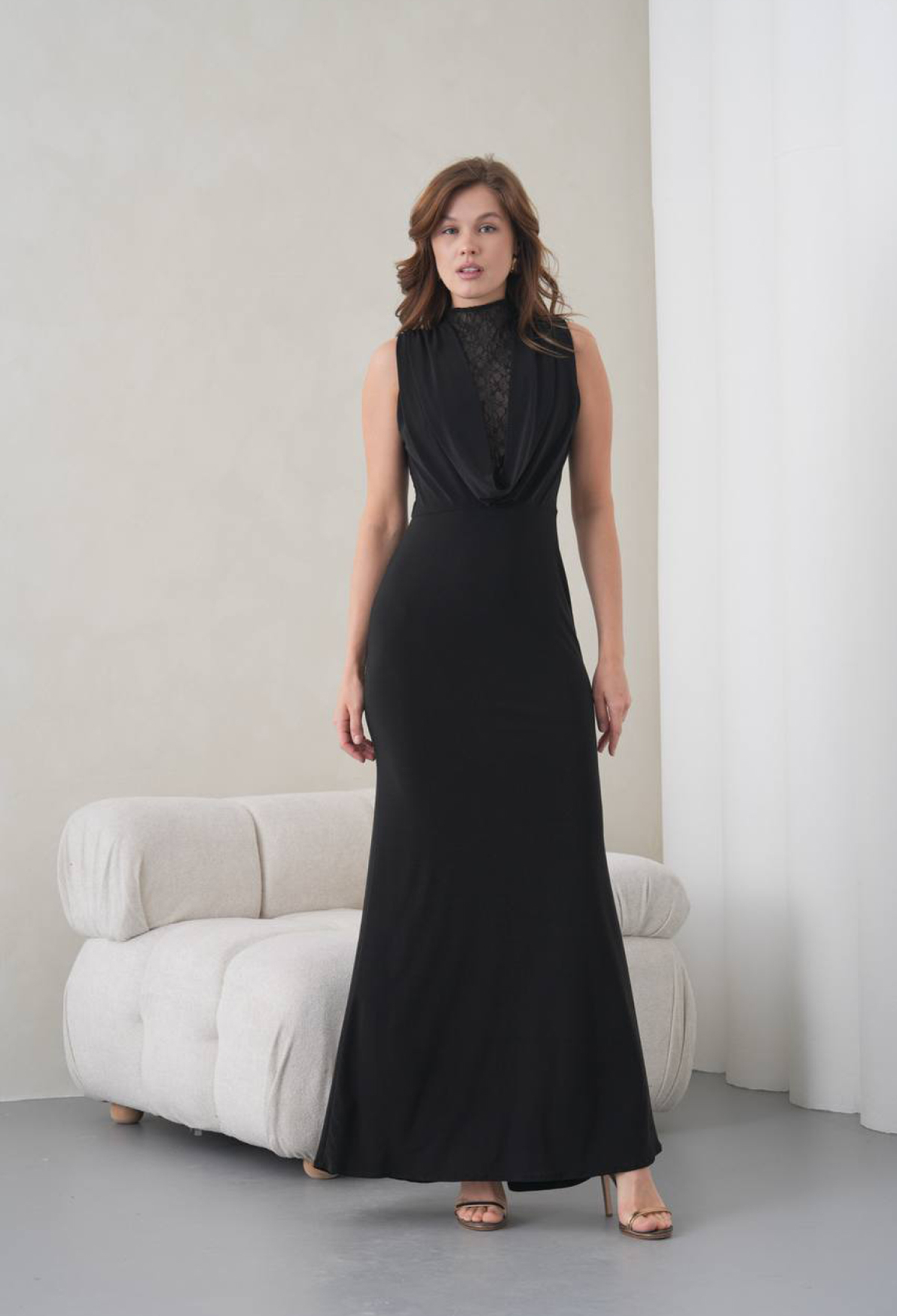 ElegantSheath Dress With High Neck And Cap Sleeves - Brand: Mode Roy - Women & Kids, Baby Clothes Wholesale - TheBS Women