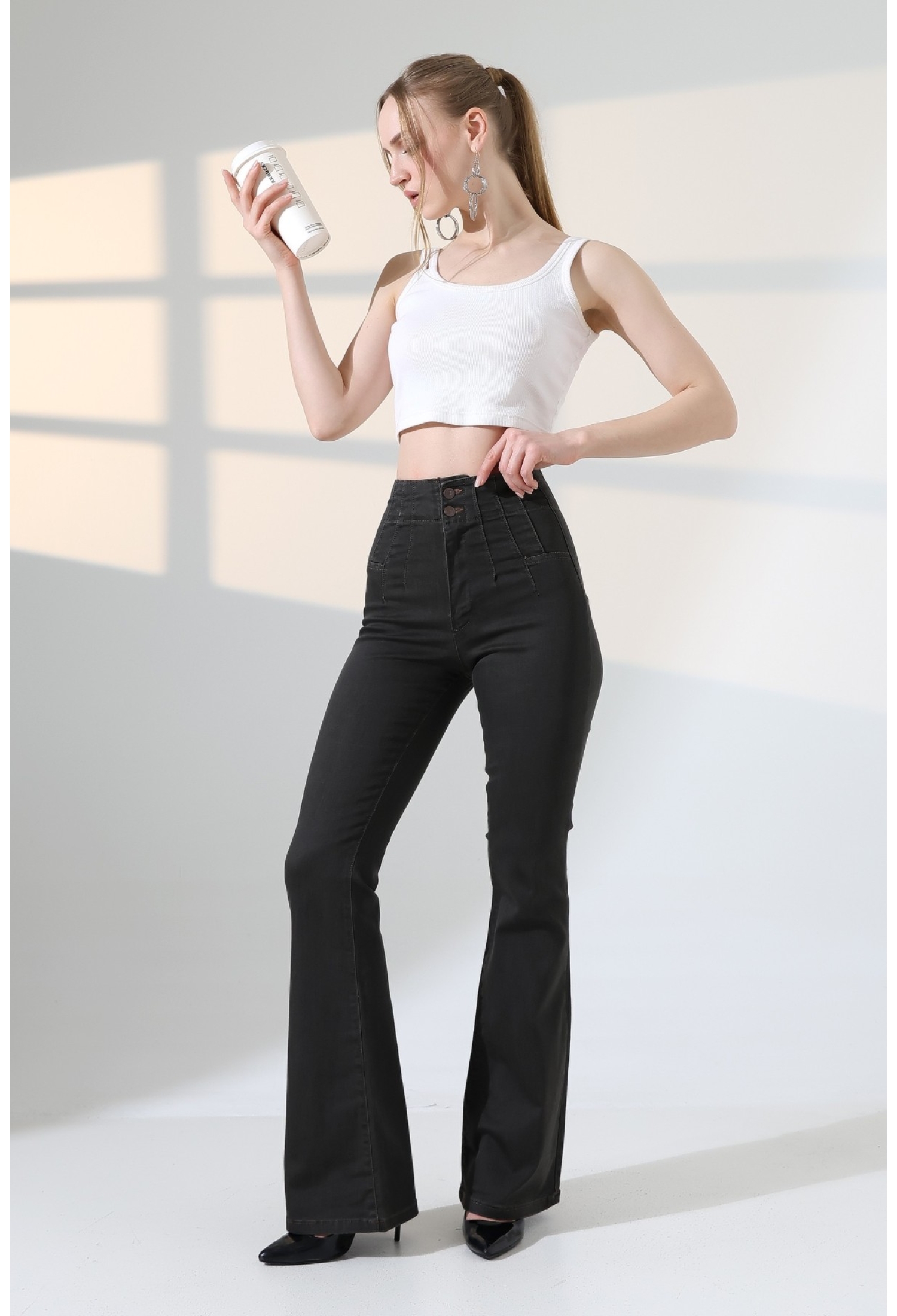 Black Elegant Bootcut High Waist Pants - Brand: XLove - Women & Kids, Baby Clothes Wholesale - TheBS Women