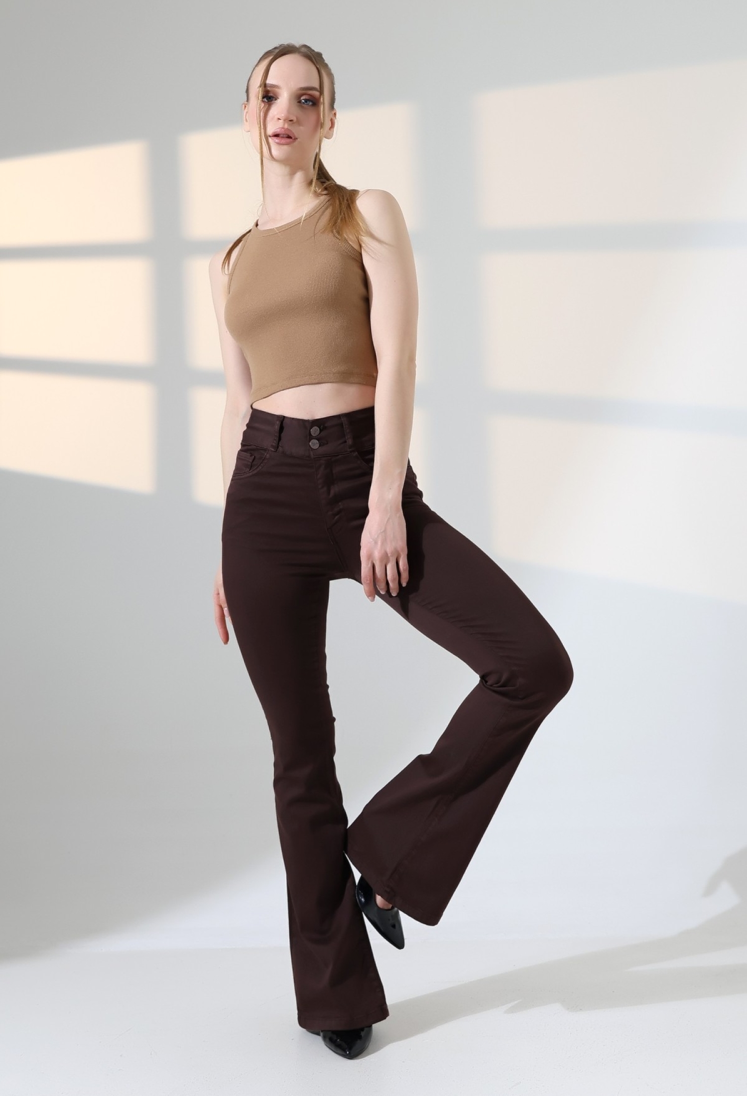 Brown High Waist Bootcut Flare Leg Pants - Brand: XLove - Women & Kids, Baby Clothes Wholesale - TheBS Women