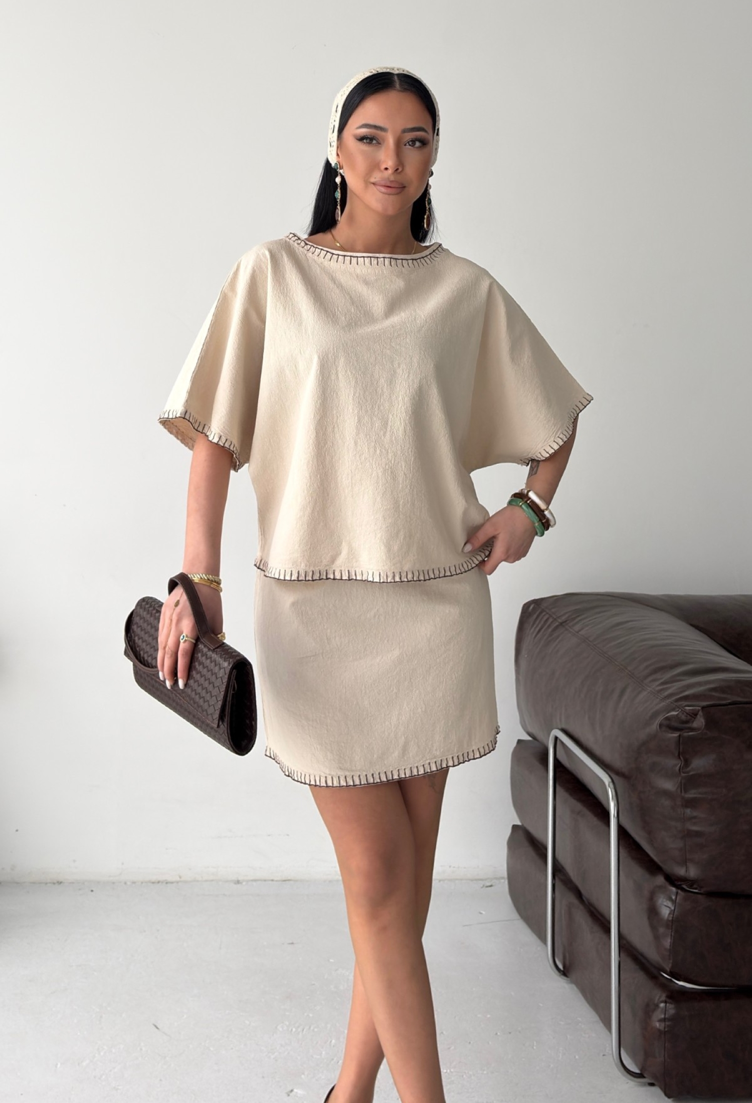 Beige Pencil Mini Skirt High Waist Elegant Casual - Brand: XLove - Women & Kids, Baby Clothes Wholesale - TheBS Women