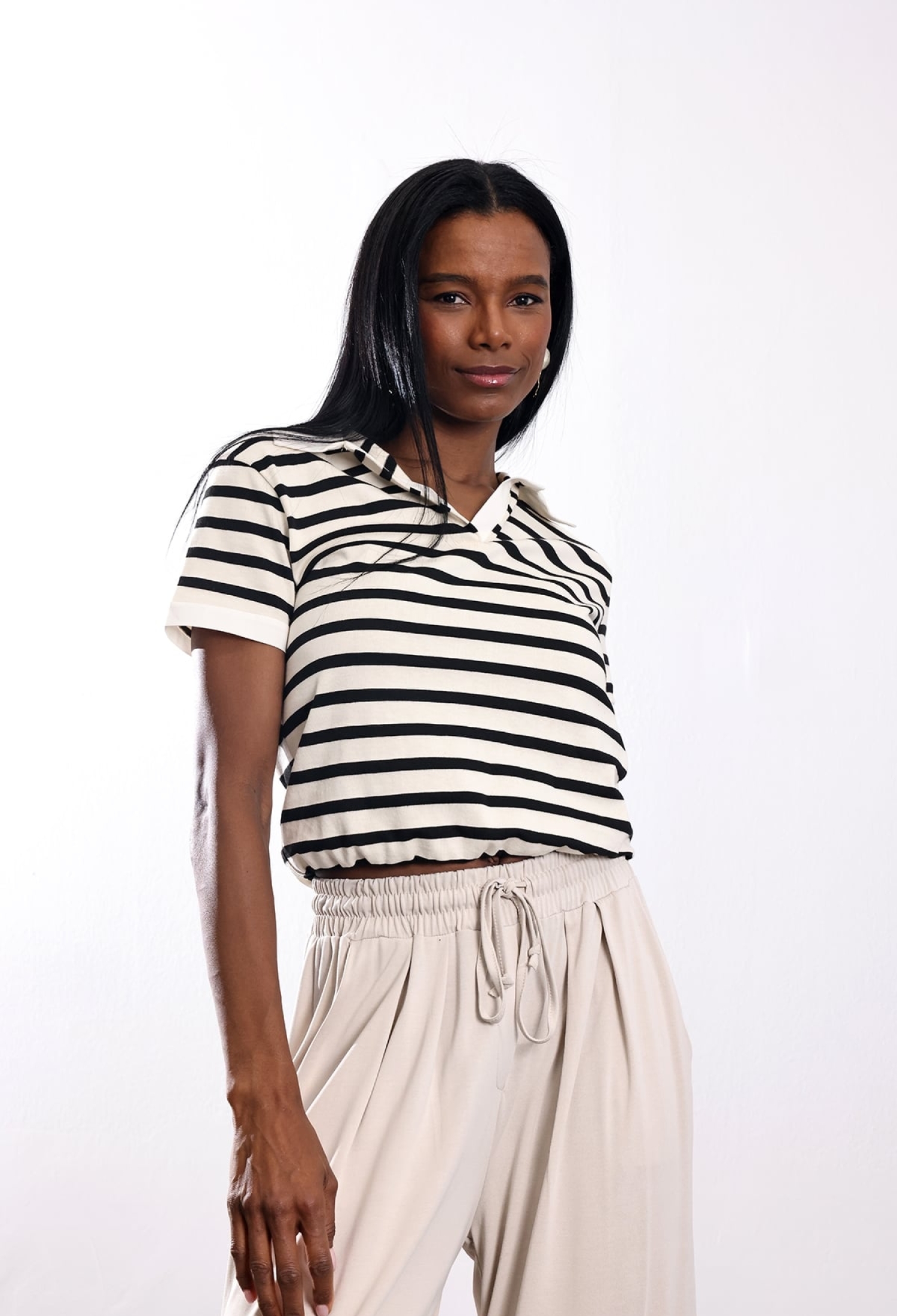 Black Casual Striped Tshirt - Brand: Cream Rouge - Women & Kids, Baby Clothes Wholesale - TheBS Women