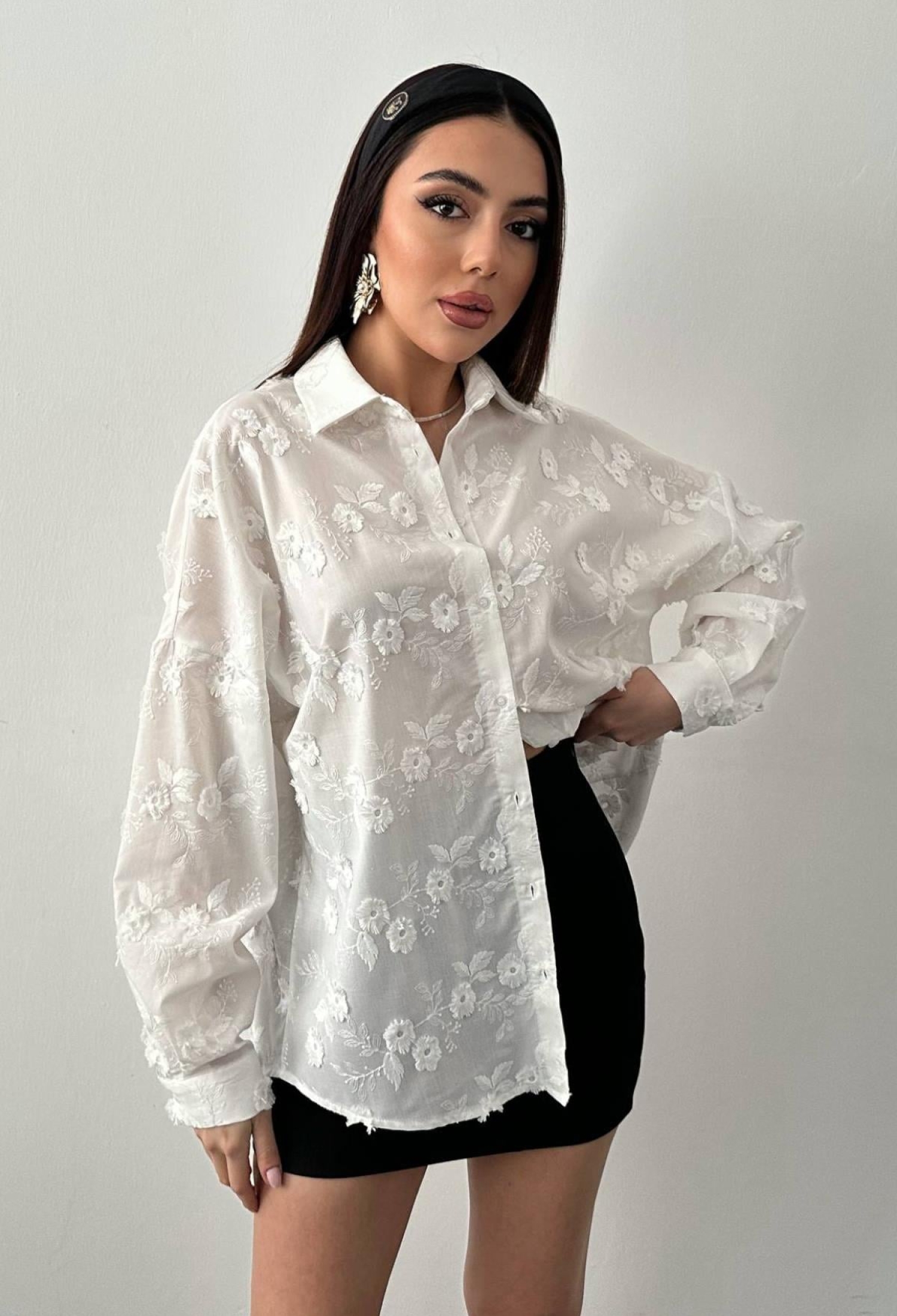 Floral Oversized Fit Polo Neck Blouse - Brand: Elisa - Women & Kids, Baby Clothes Wholesale - TheBS Women