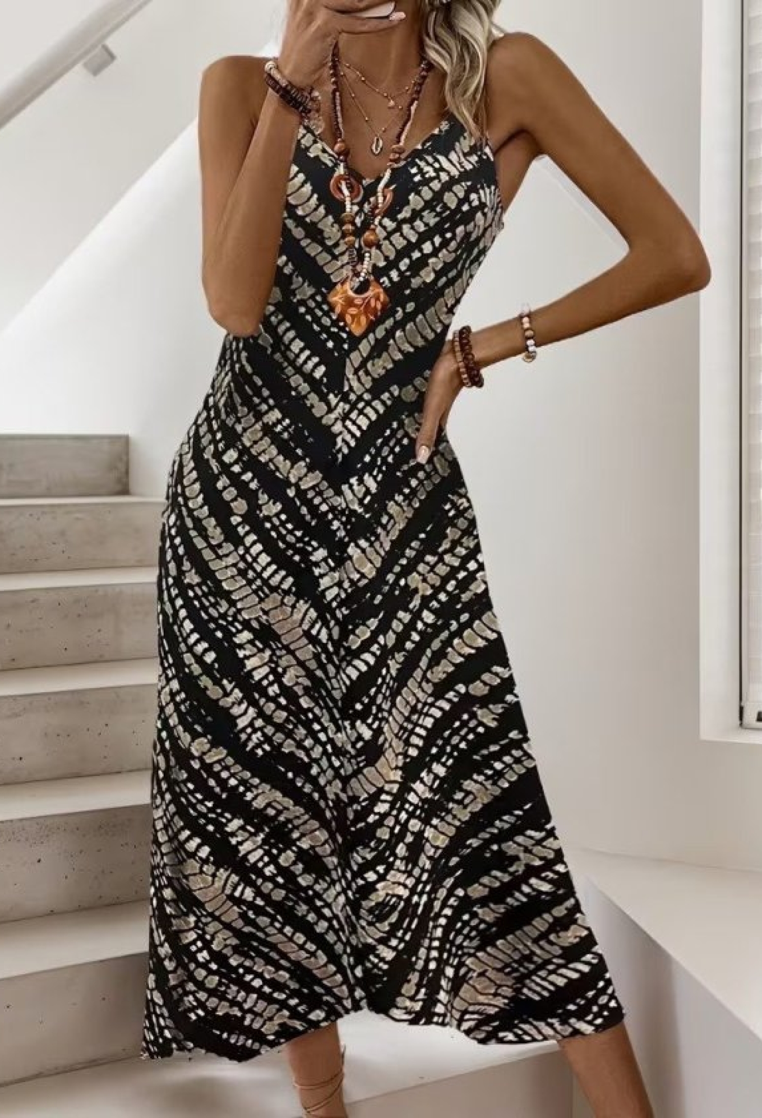 Black Slip Dress With Tie Dye For Summer - Brand: Janes - Women & Kids, Baby Clothes Wholesale - TheBS Women