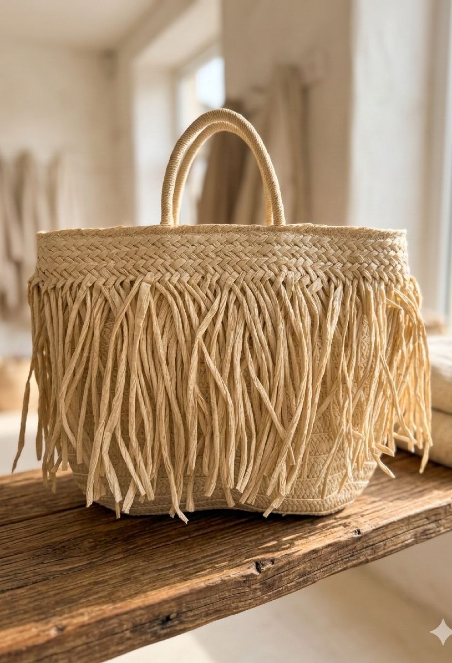 Fringed Straw Bag 41x29 Cm - Brand: Axesoire - Women & Kids, Baby Clothes Wholesale - TheBS Women