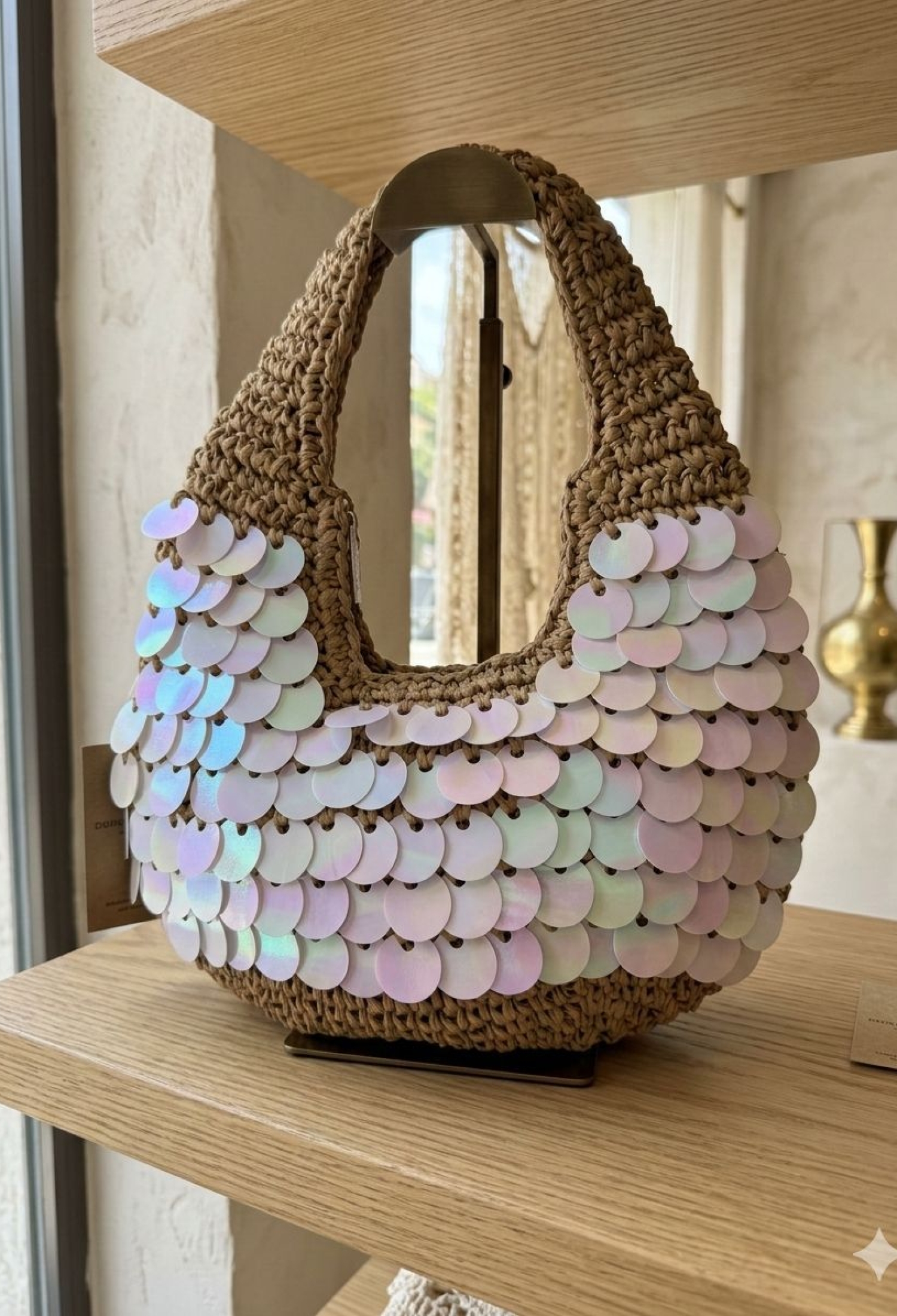 Sequin Sequin Wicker Handbag 43x30 Cm - Brand: Axesoire - Women & Kids, Baby Clothes Wholesale - TheBS Women