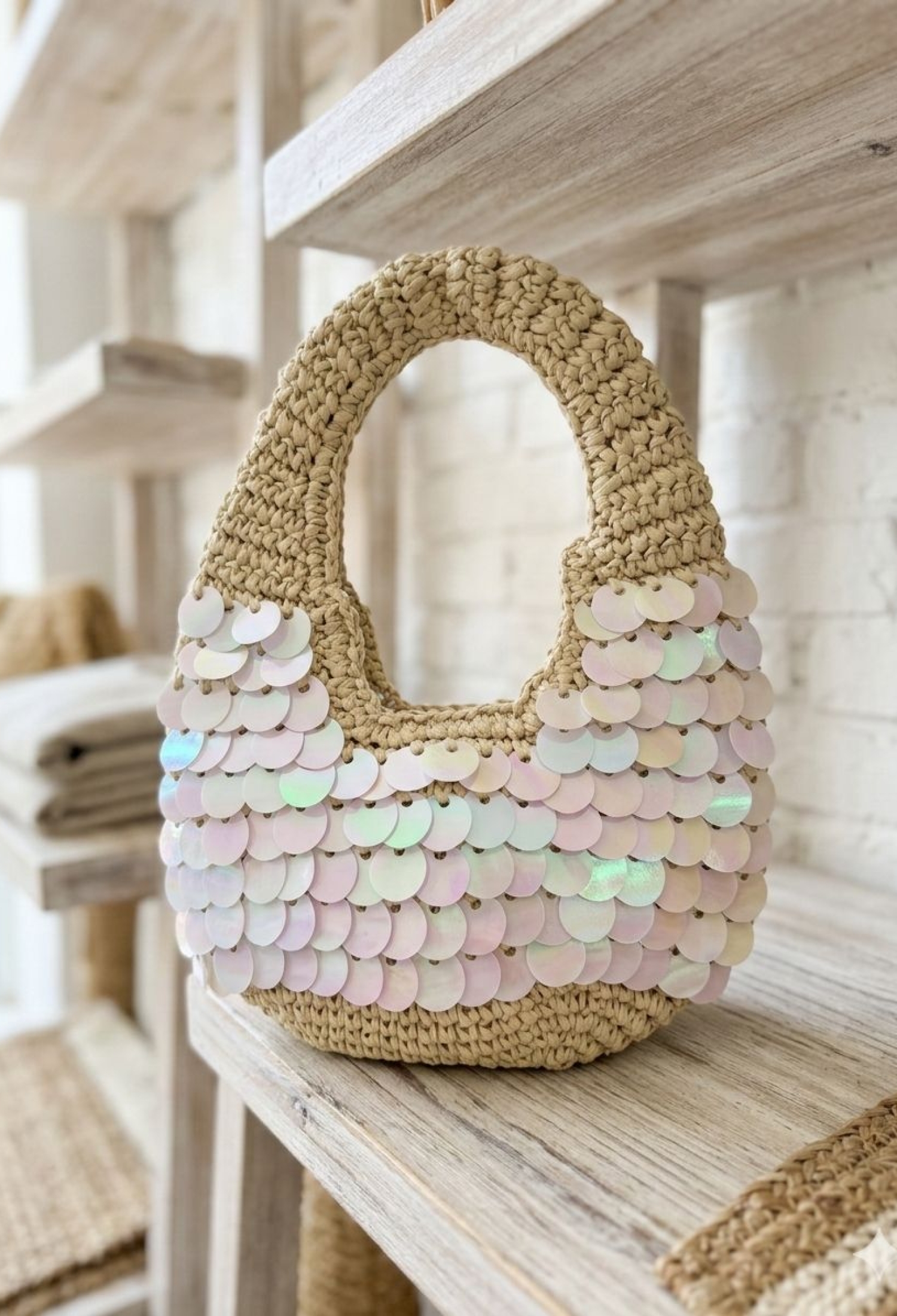 Sequin Sequin Wicker Handbag 43x30 Cm - Brand: Axesoire - Women & Kids, Baby Clothes Wholesale - TheBS Women