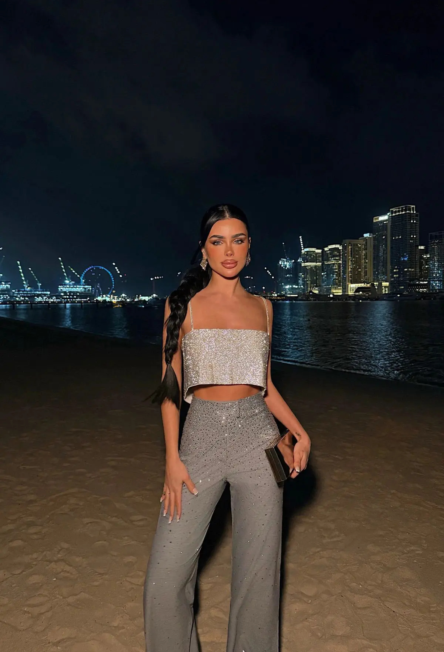 Silver Crop Top Slim Fit Polo Neck Sleeveless - Brand: EYYO ATELIER - Women & Kids, Baby Clothes Wholesale - TheBS Women