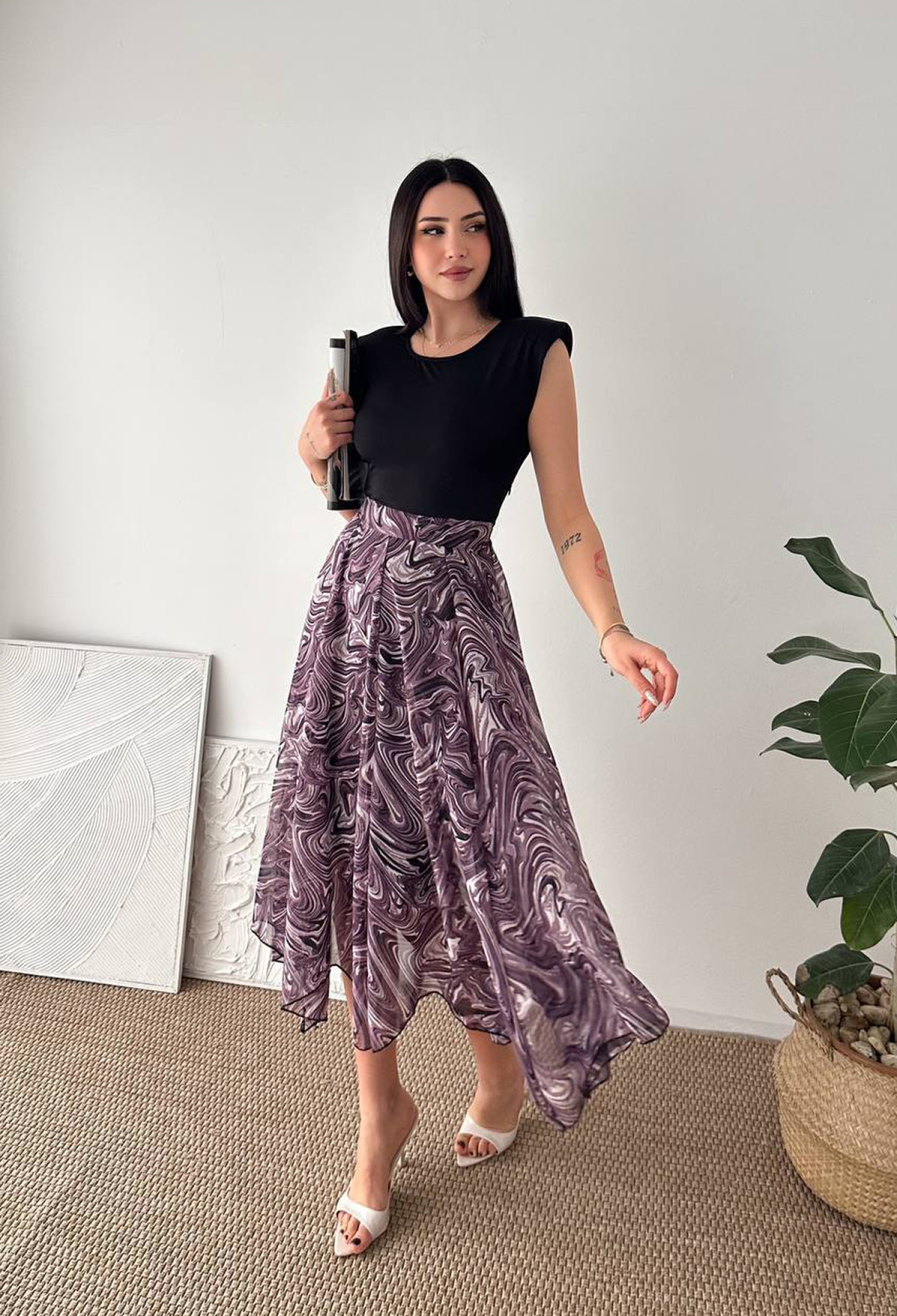 Elegant Black Fit And Flare Midi Dress - Brand: Mode Roy - Women & Kids, Baby Clothes Wholesale - TheBS Women