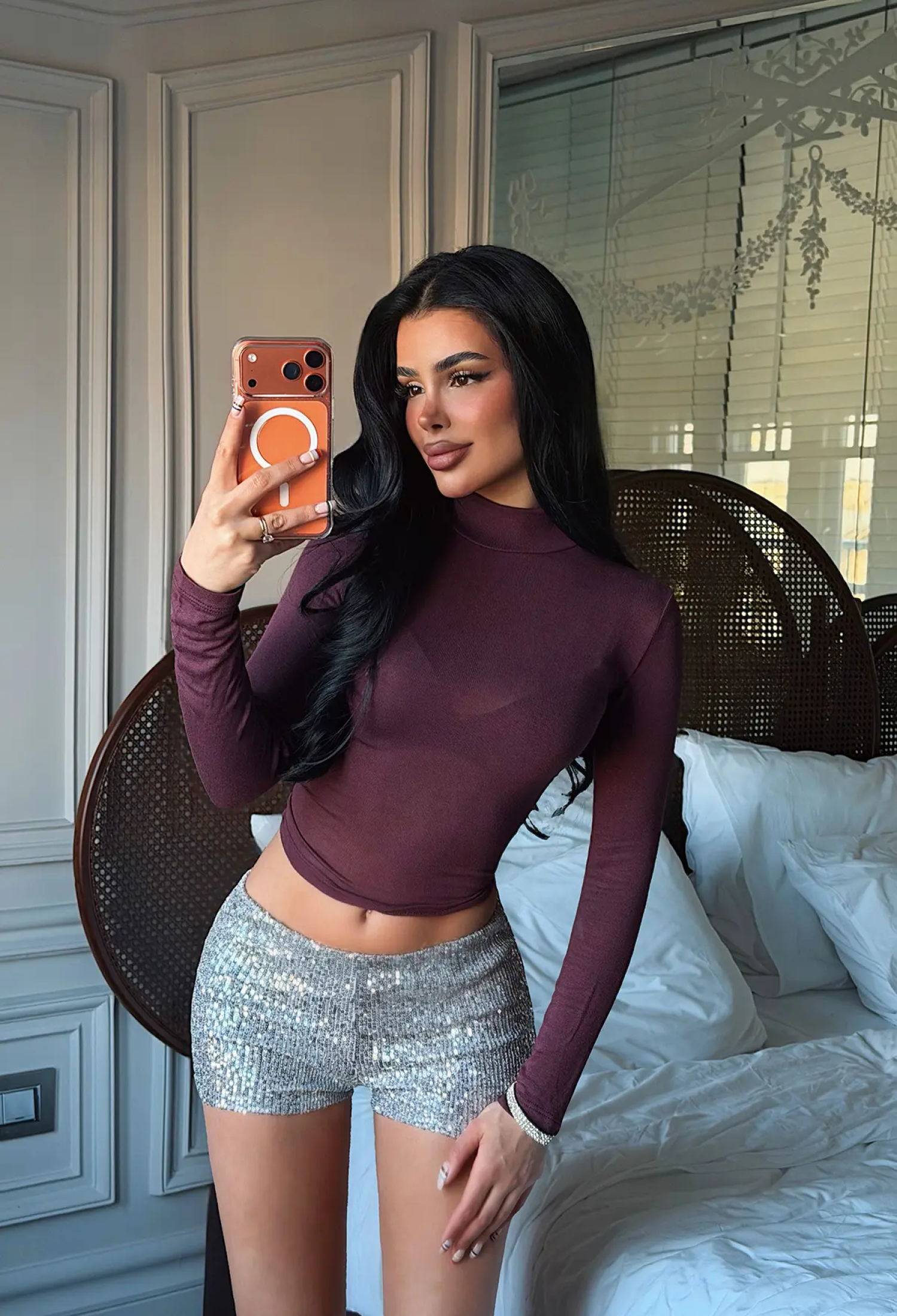 ClaretFitted Crop Blouse With High Neck - Brand: EYYO ATELIER - Women & Kids, Baby Clothes Wholesale - TheBS Women