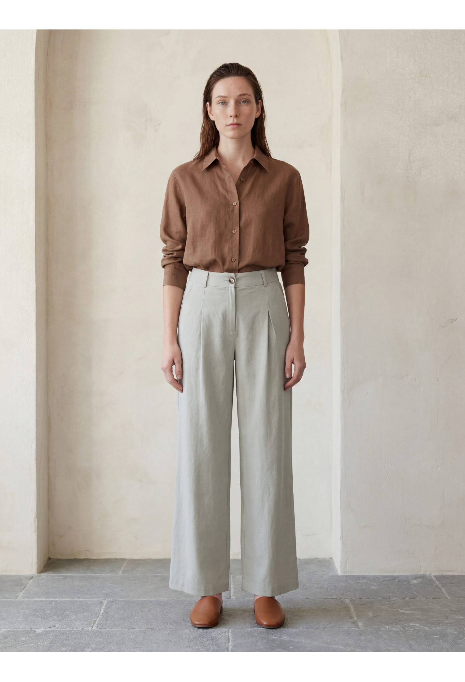 Grey Wide Leg Chinos Pants - High WaistLong - Brand: My Fashion - Women & Kids, Baby Clothes Wholesale - TheBS Women