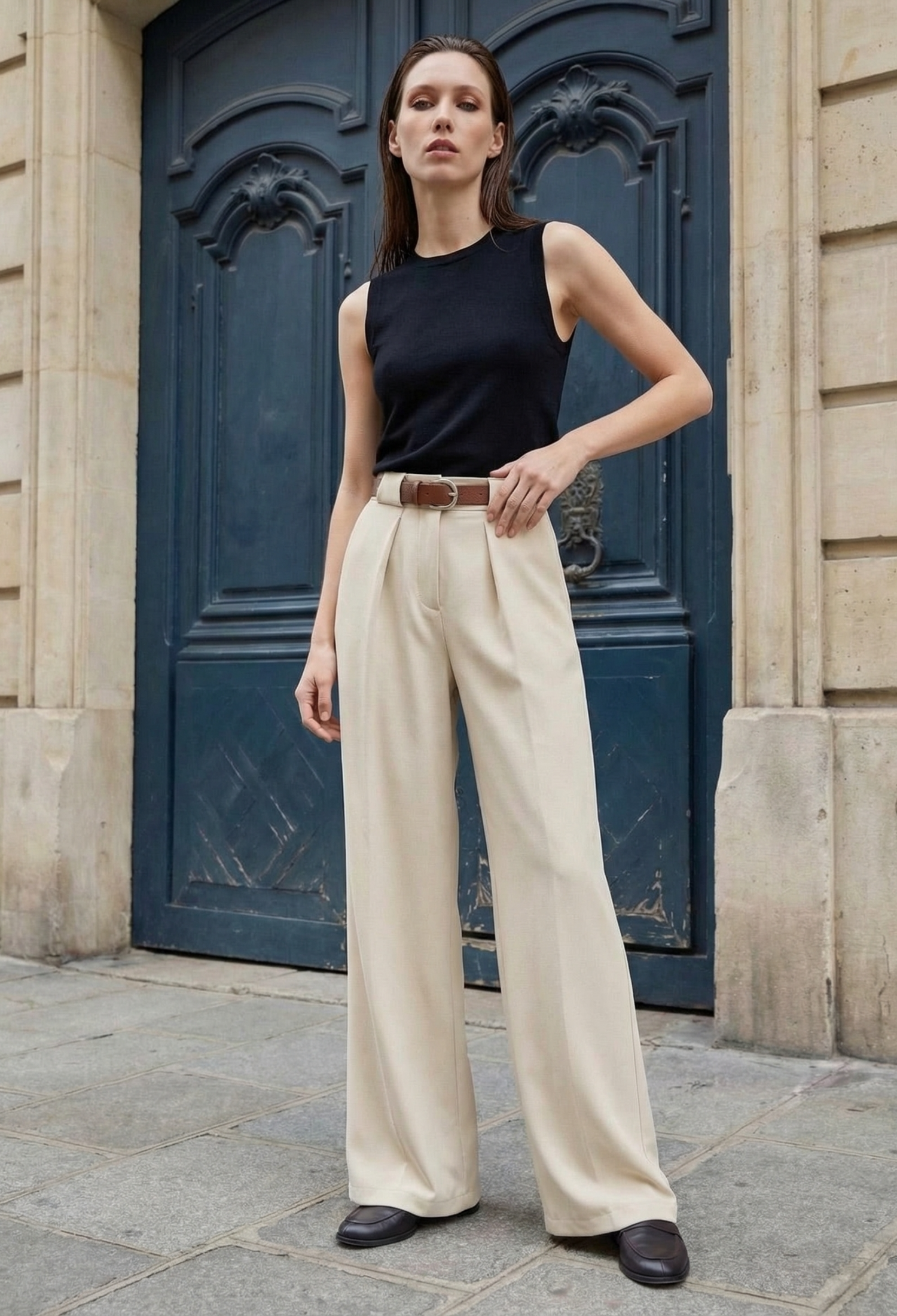 Beige Wide Leg High Waist Chinos Pants - Brand: My Fashion - Women & Kids, Baby Clothes Wholesale - TheBS Women