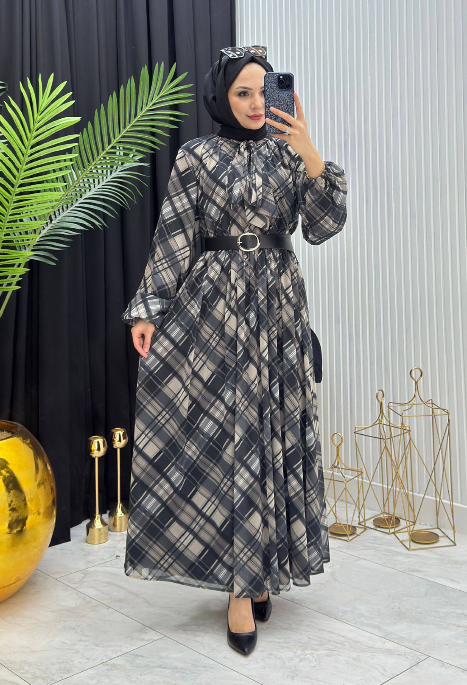 Plaid Modest A-Line Dress - Brand: Mode Roy - Women & Kids, Baby Clothes Wholesale - TheBS Women
